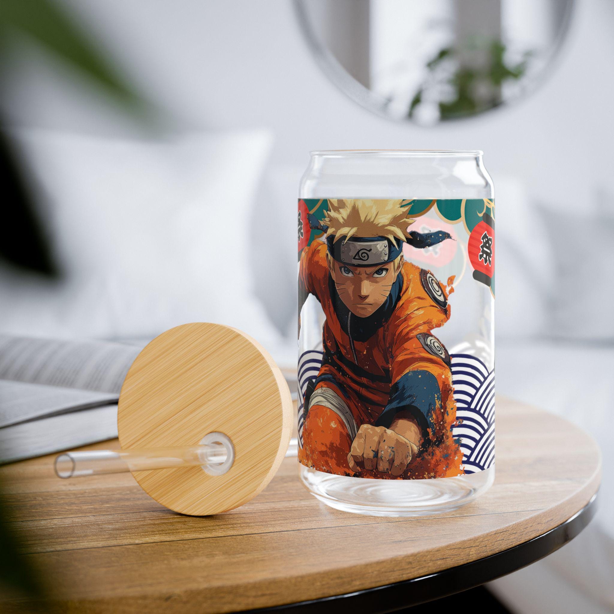 Ninja Anime Sipper Glas, Hidden Village Ninja Warrior Design, Perfektes Anime Fan Geschenk, 16oz, Japanisches Anime Liebhaber Geschenk, Naruto Fan Tasse,