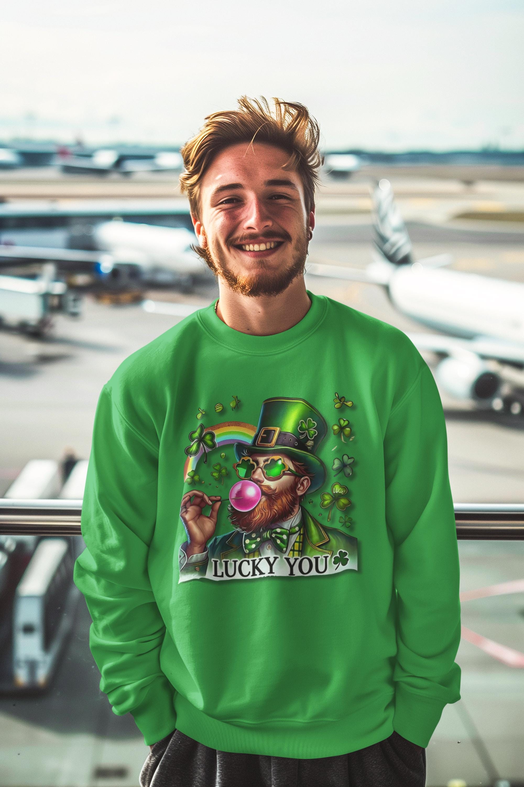 Personalizable St Patrick's Day Leprechaun Bubble Gum Sweatshirt, Funny Holiday Movie Characters Shirt