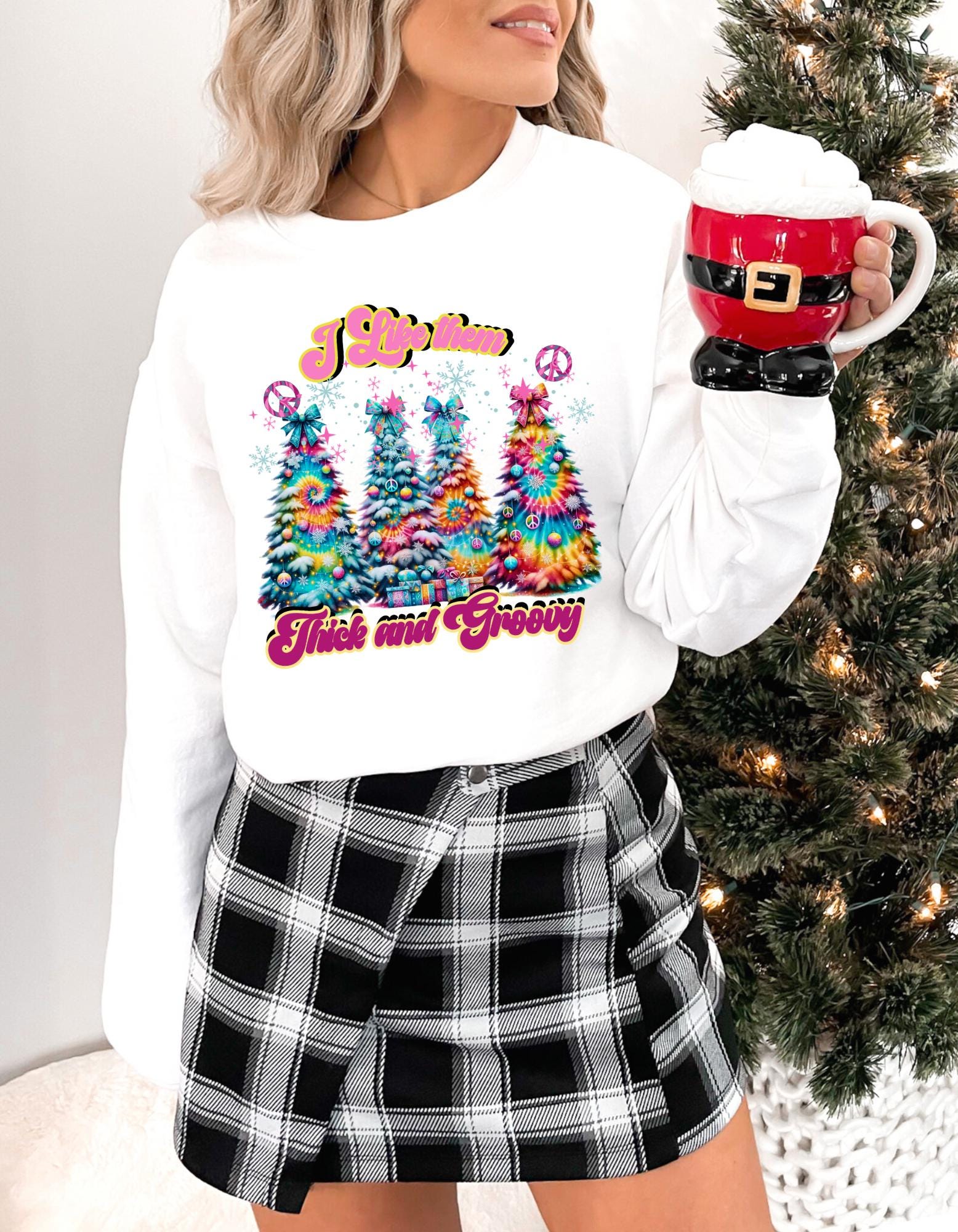 Weihnachtsbaum Dickes Fichten Sweatshirt, Winter Weihnachtspullover, Festlicher Weihnachtspullover, Gemütlicher Hütten-Crewneck, Unisex Weihnachtskleidung