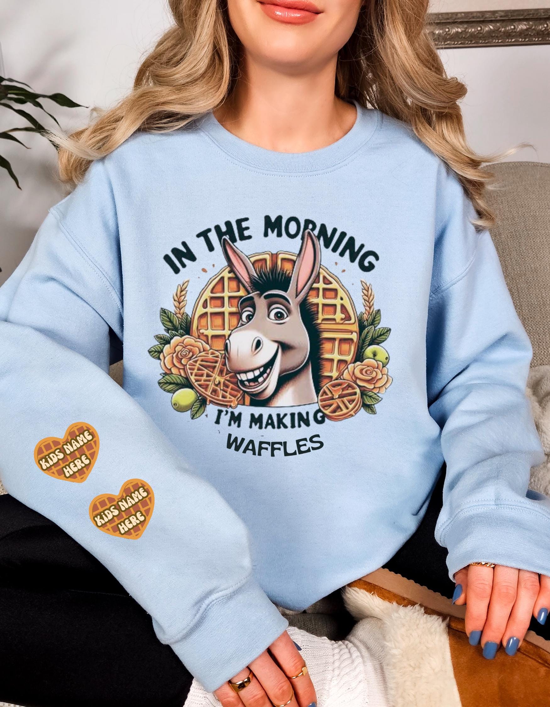 Morning Waffles Esel-Sweatshirt – Lustige und gemütliche Cartoon-Kleidung