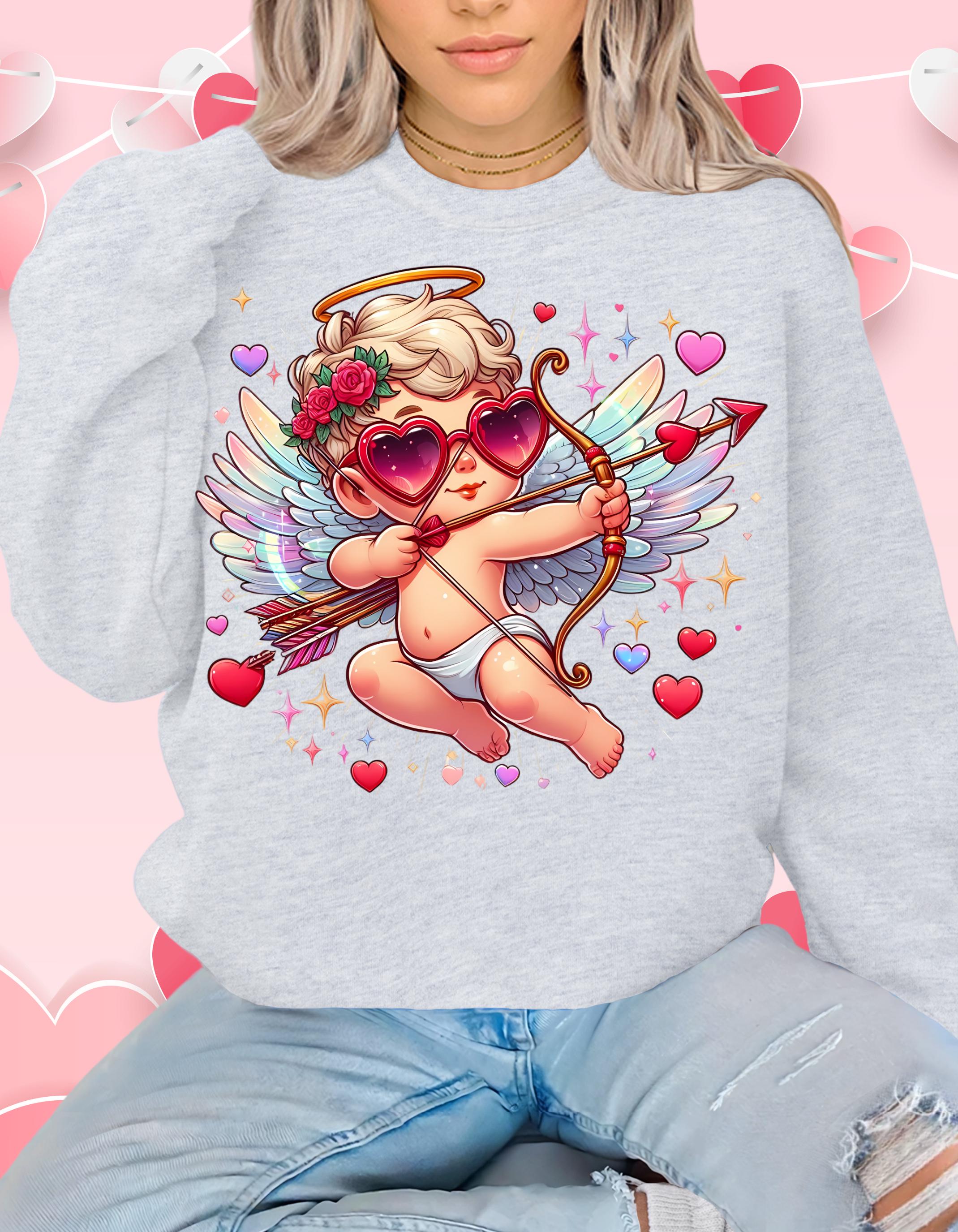 Cupid Arrow Sweatshirt, Valentine's Day party shirt, Valentine's Day gift, Unisex Crewneck, Love Cupid Jumper, Heart Design Sweater