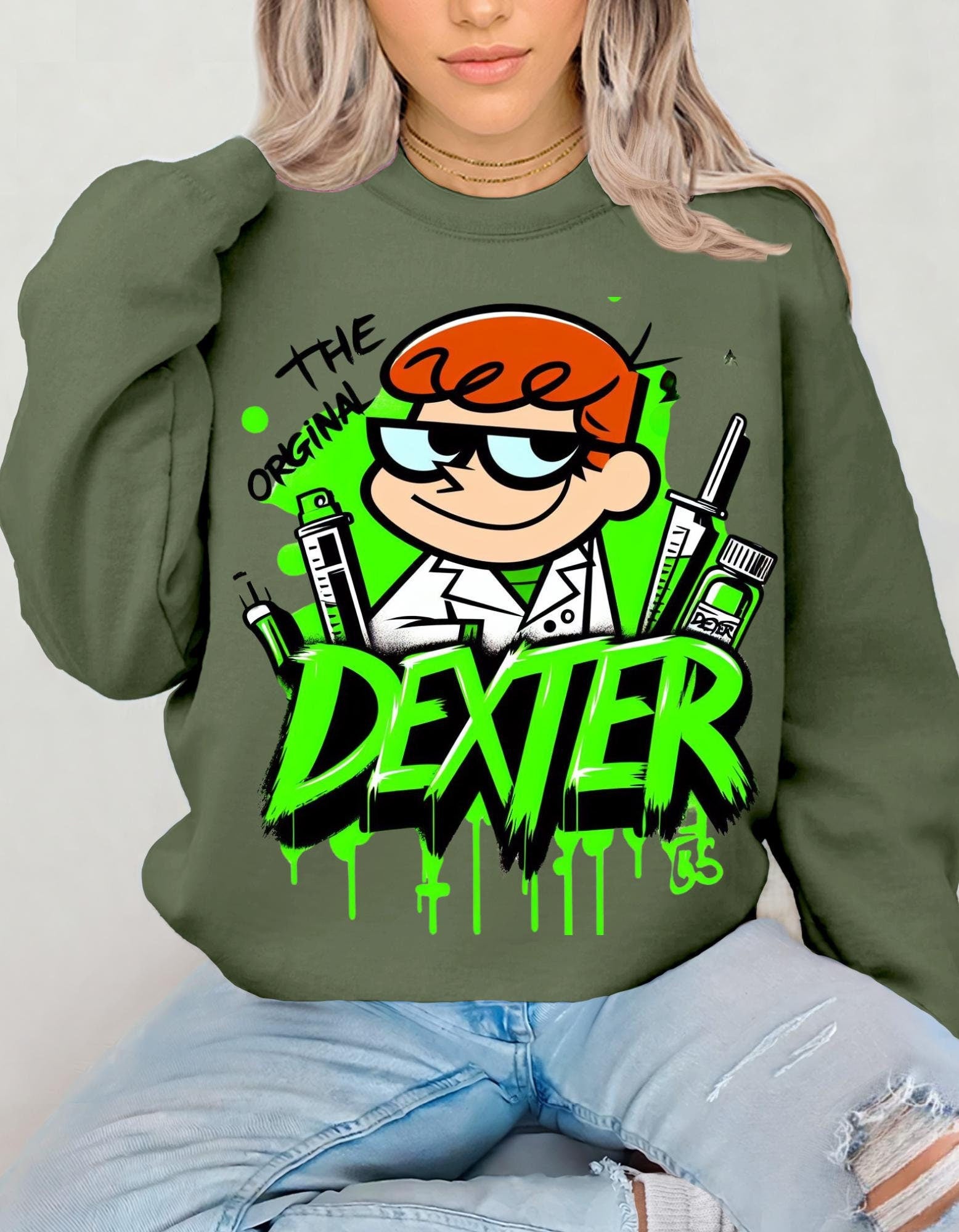 Parody Cartoon Sweatshirt, '90s Cartoon Gift, Dexter Parody, Unisex Crewneck Jumper, Funny TV Show Pullover, Vintage Animation Top