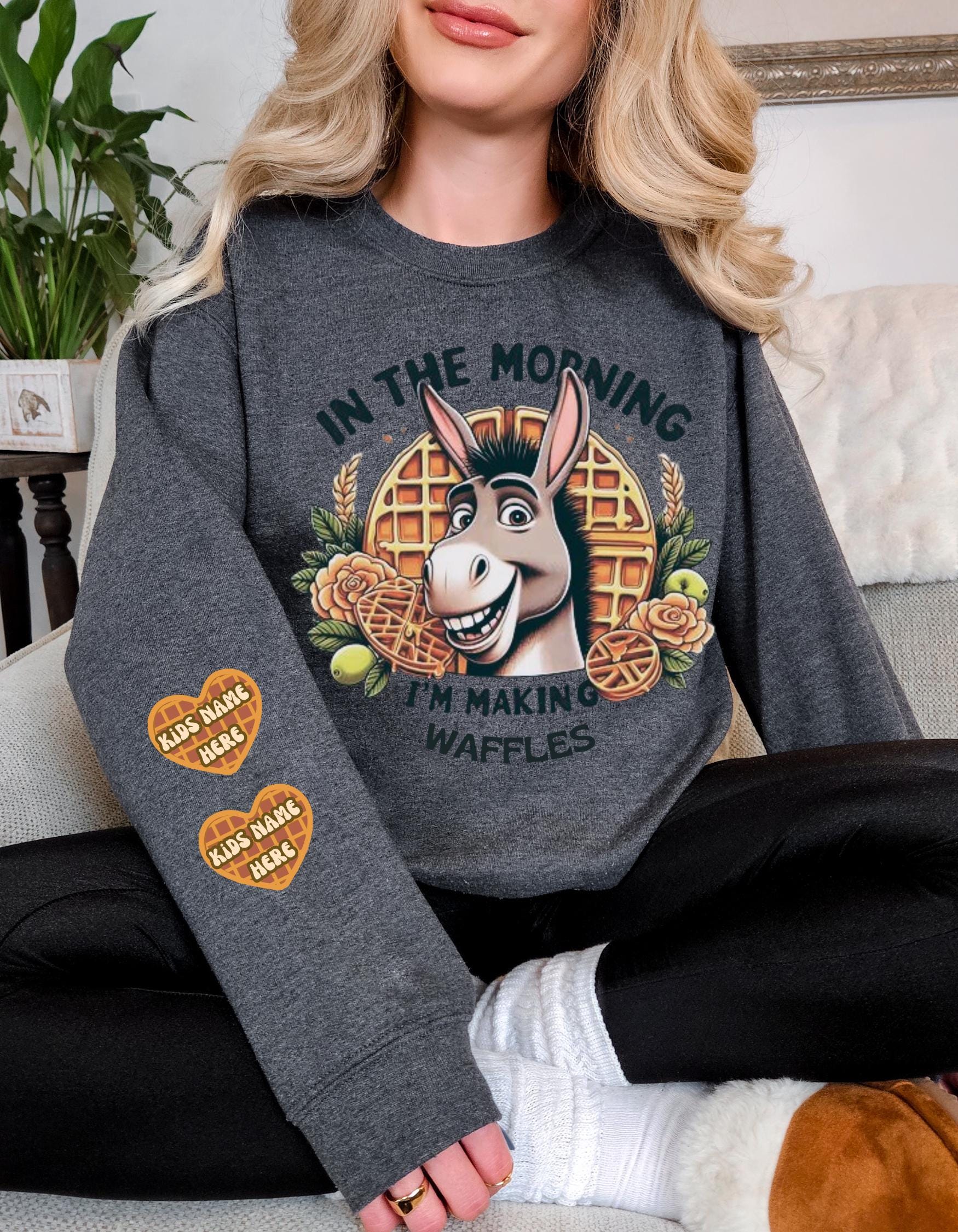 Morning Waffles Donkey Sweatshirt - Fun and Cozy Cartoon Apparel