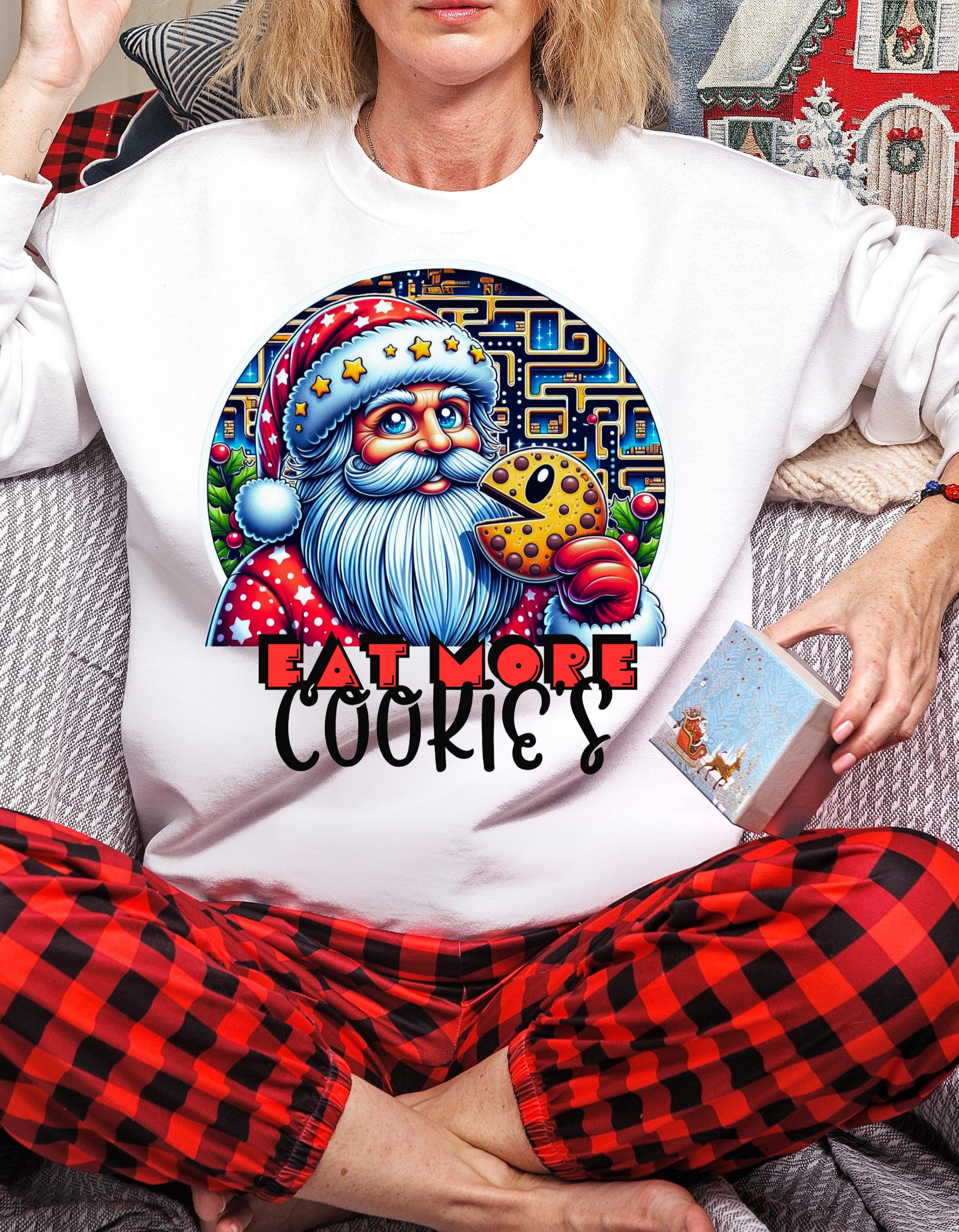 Santa retro gaming Cookie Sweatshirt - Fun lol Christmas Parody Sublimation Art