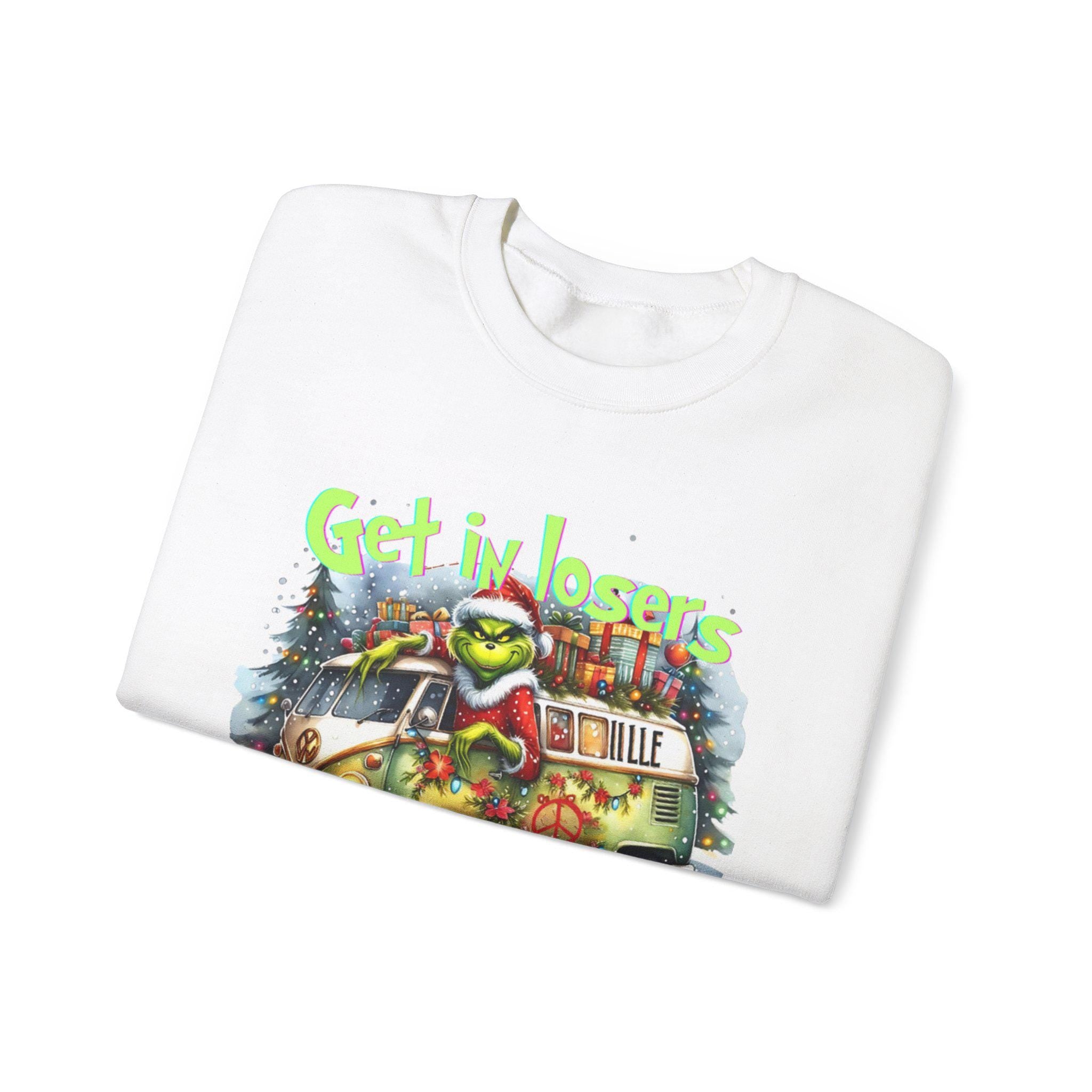 Personalizable Green monster Grinch Christmas Road Trip Sweatshirt - Festive Holiday Fun