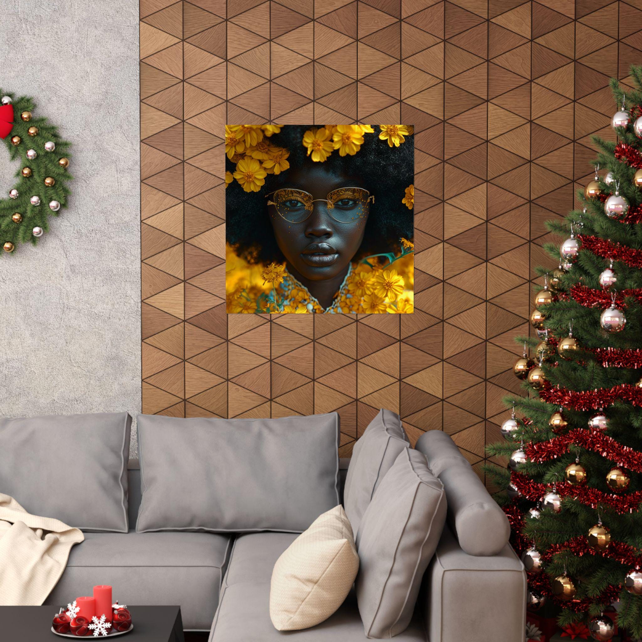 Matte vertikale Poster - Black Girl Magic Sunflowers Dark Skinned Beauty, Afroamerikanische Frauen Home Decor Wand kunstdruck, Melanin Poppin