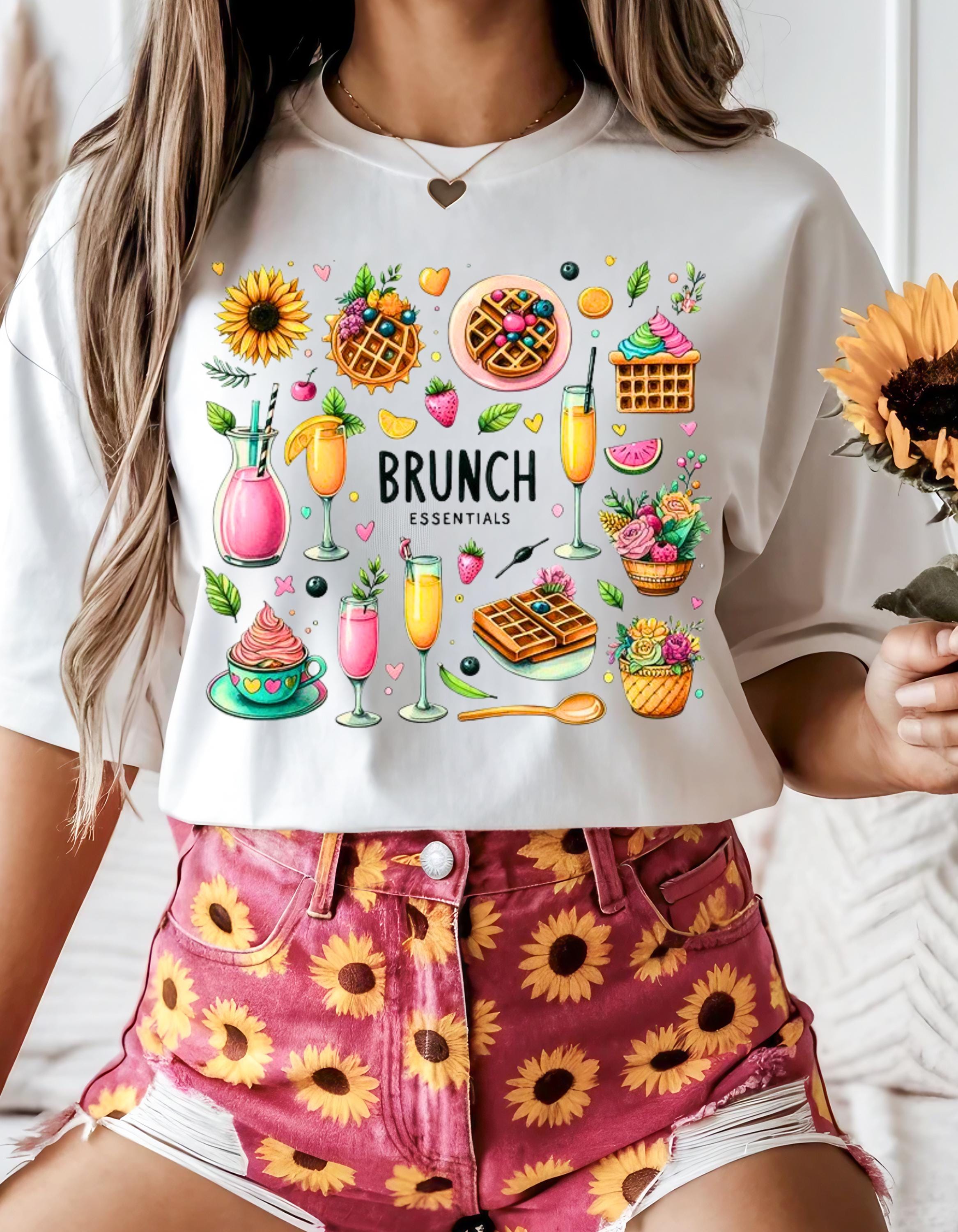 Brunch Essentials Unisex Sweatshirt, Mimosa Pancake Doodle Shirt, Orangensaft Wallfe Shirt