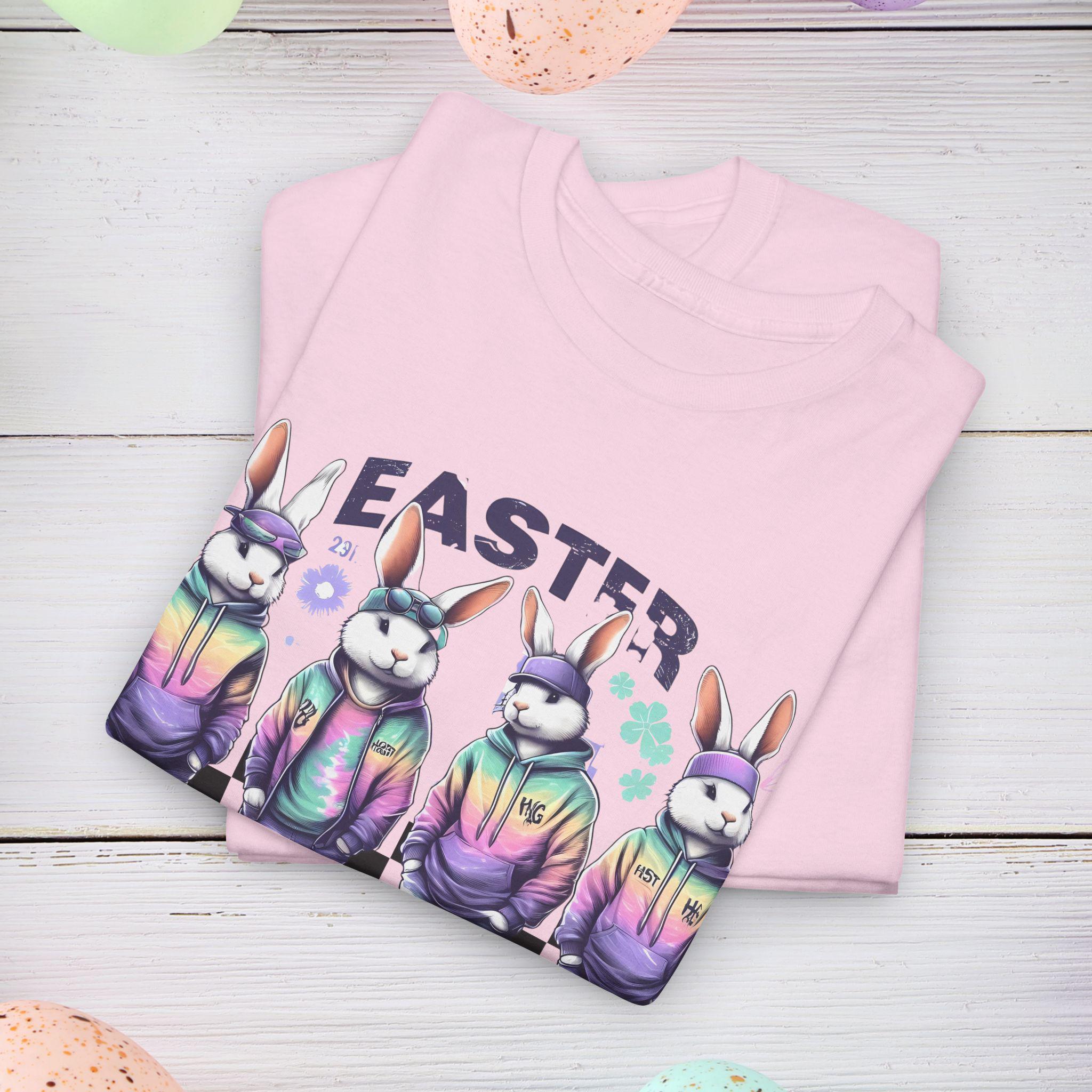 Ostern Tie-Dye Unisex T-Shirt, Frühlingsjagd Crew Shirt, Osterhase Familien Outfit, Pastell buntes Top, Hippie Festival Kleidung