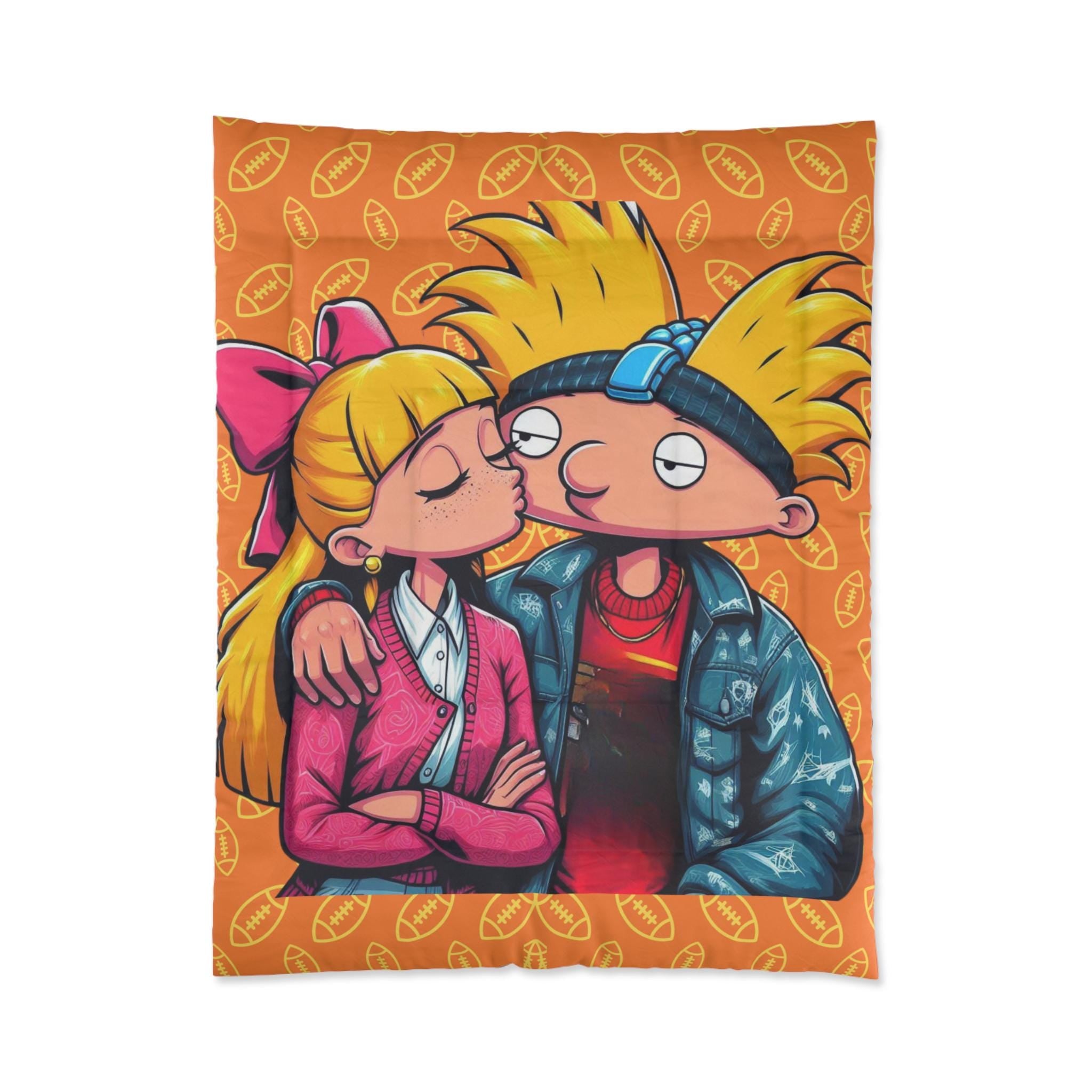 Personalizable Arnold and Helga Parody Blanket - Cozy and Fun Cartoon-Inspired  Comforter