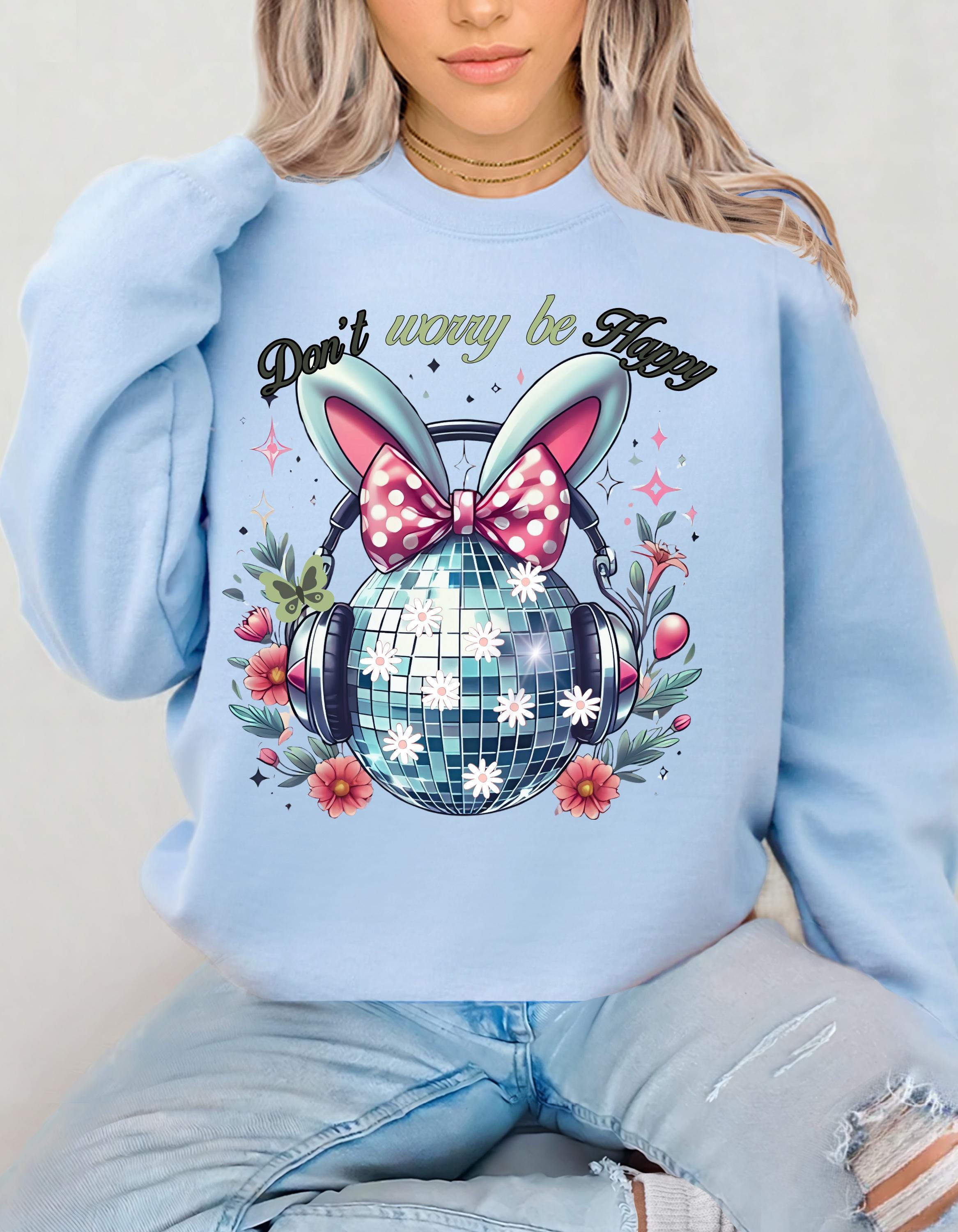 Don't Worry Be Hoppy Crewneck Sweatshirt | Easter Celebration, Spring Vibes, Cute Gift, Cozy Unisex Sweatshirt, Casual Wear