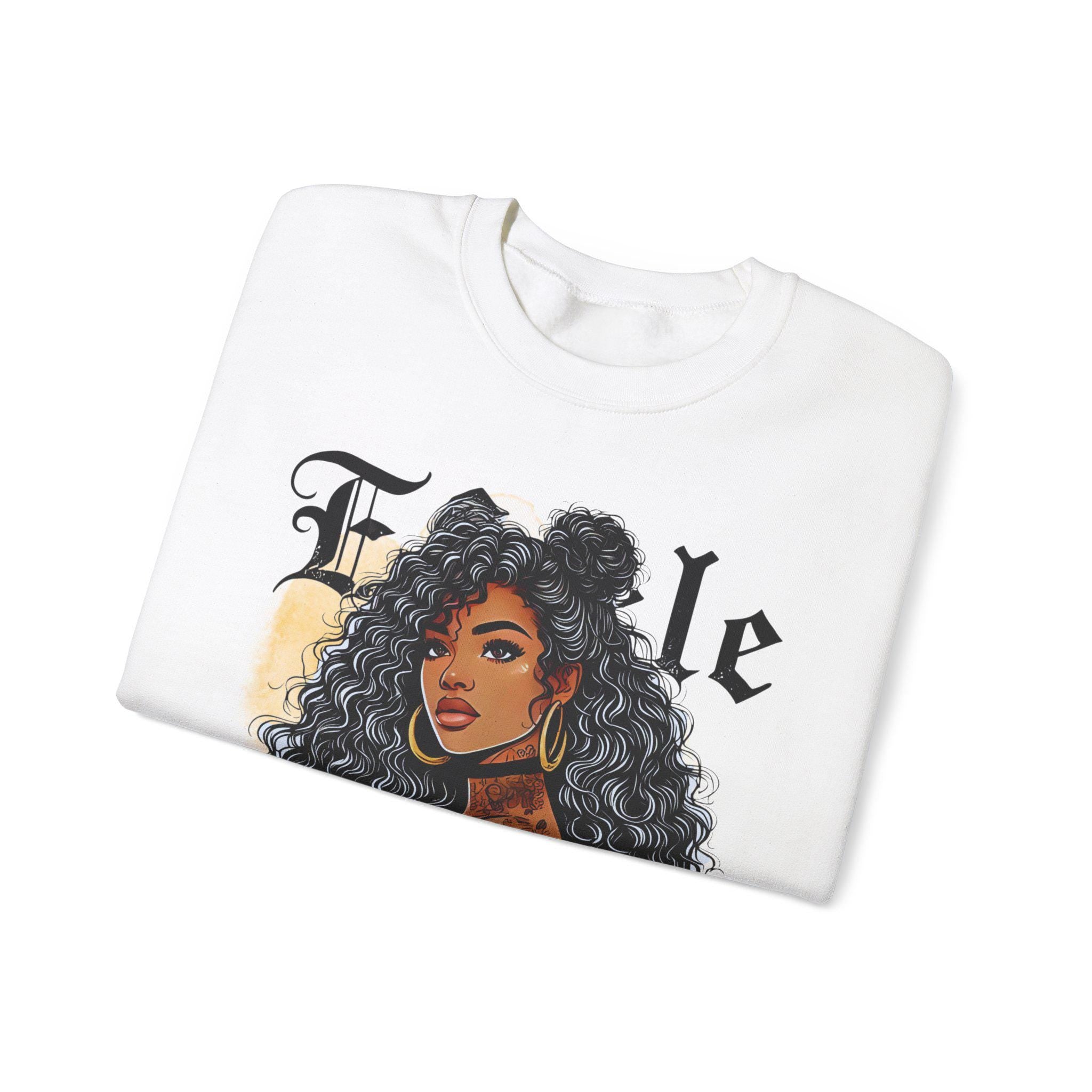 Personalizable Tattooed Black Princess Beauty Belle Crewneck Sweatshirt - African American, Afrocentric, Cultural, Ethnic, Gift for Her