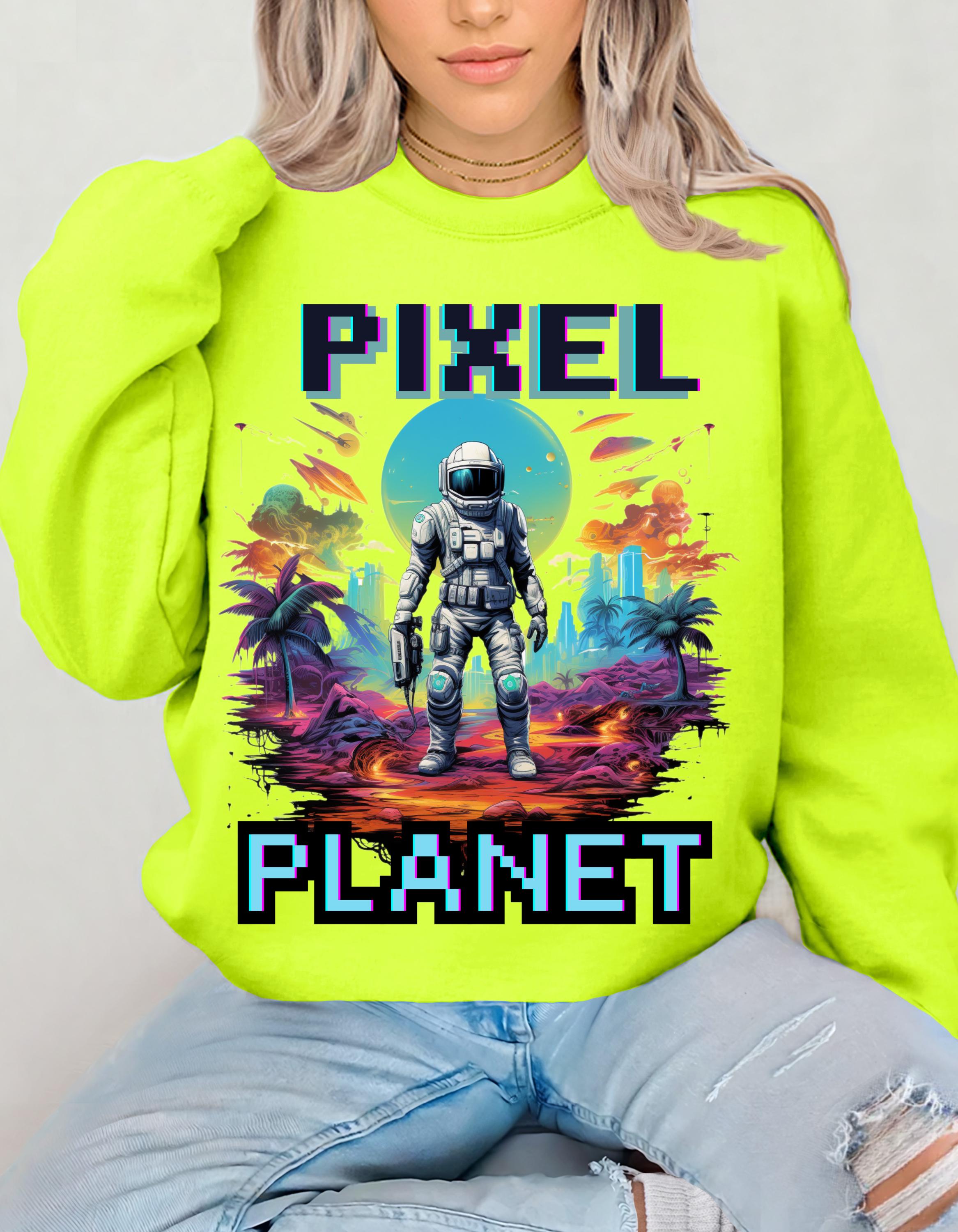 Space Explorer Sweatshirt, Pixel Planet Astronaut Sweatshirt, Alien Crewneck, Weltraum Pullover, Galaxy Sweatshirt, Weltraum Liebhaber Geschenk