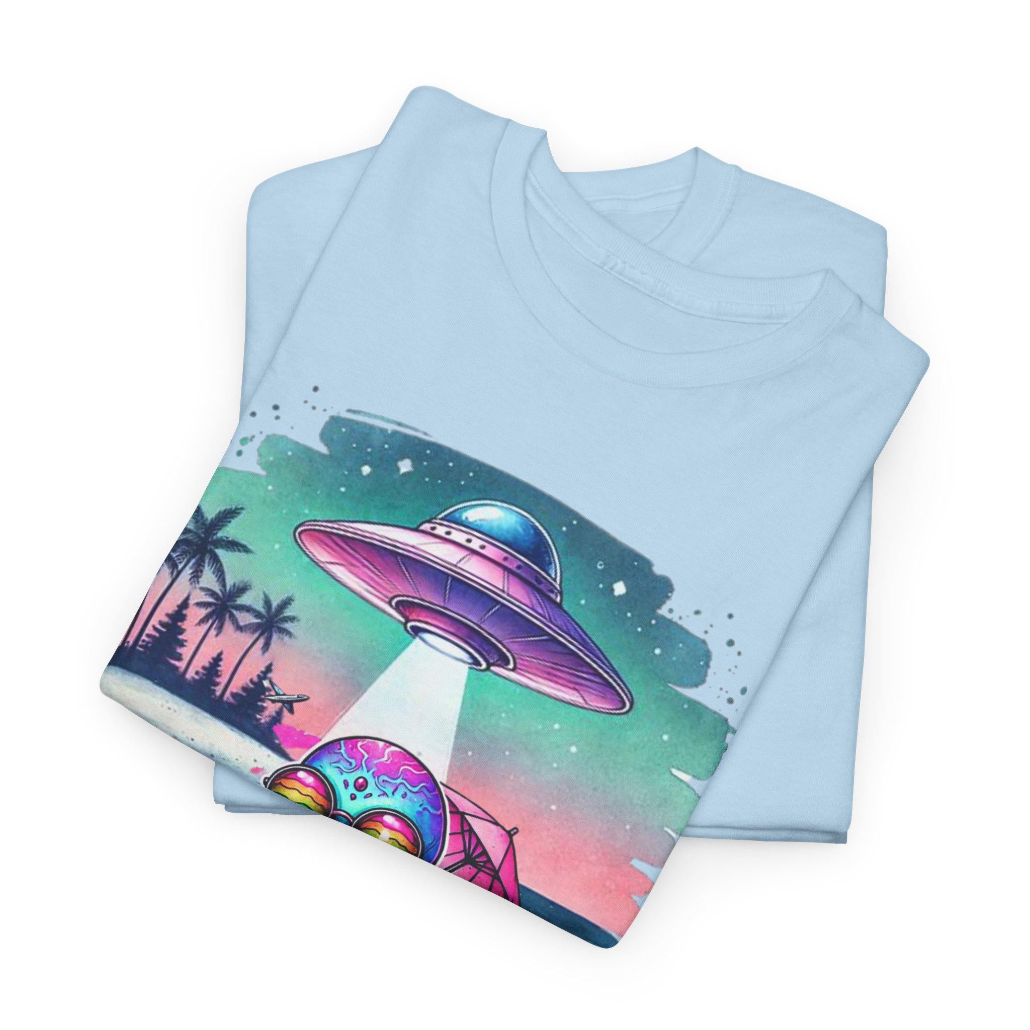 Trippy Alien Unisex T-Shirt, UFO Shirt, Weltraum Strand T-Shirt, Alien Liebhaber Geschenk, Psychedelisches Grafik Top