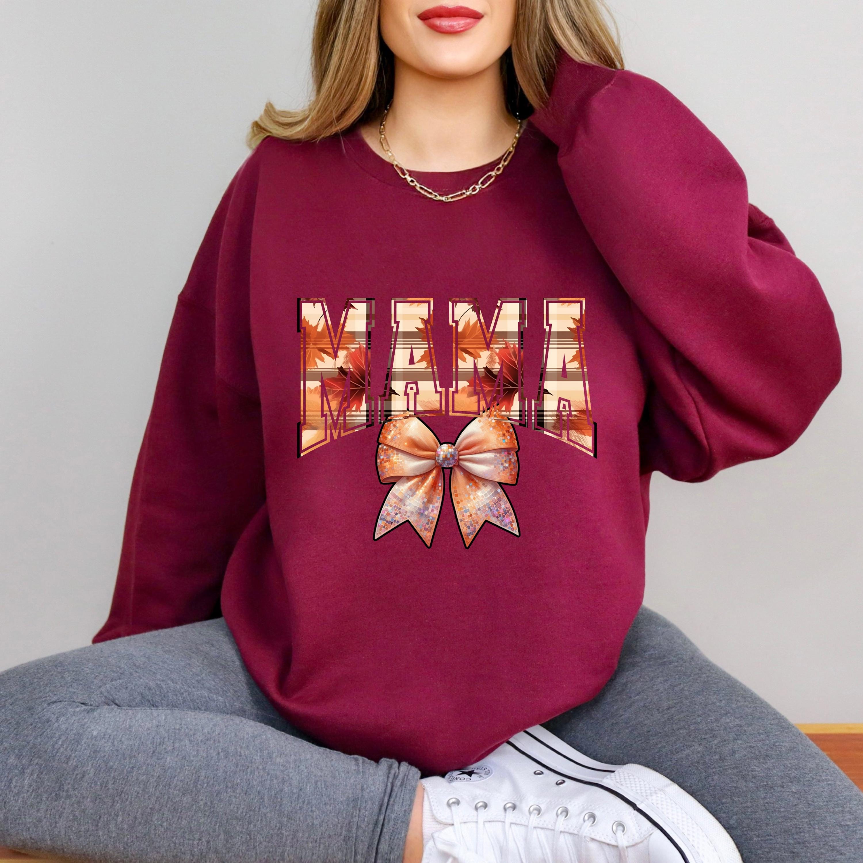 Personalizable Fall Coquette Vibes with Mama Sweatshirt