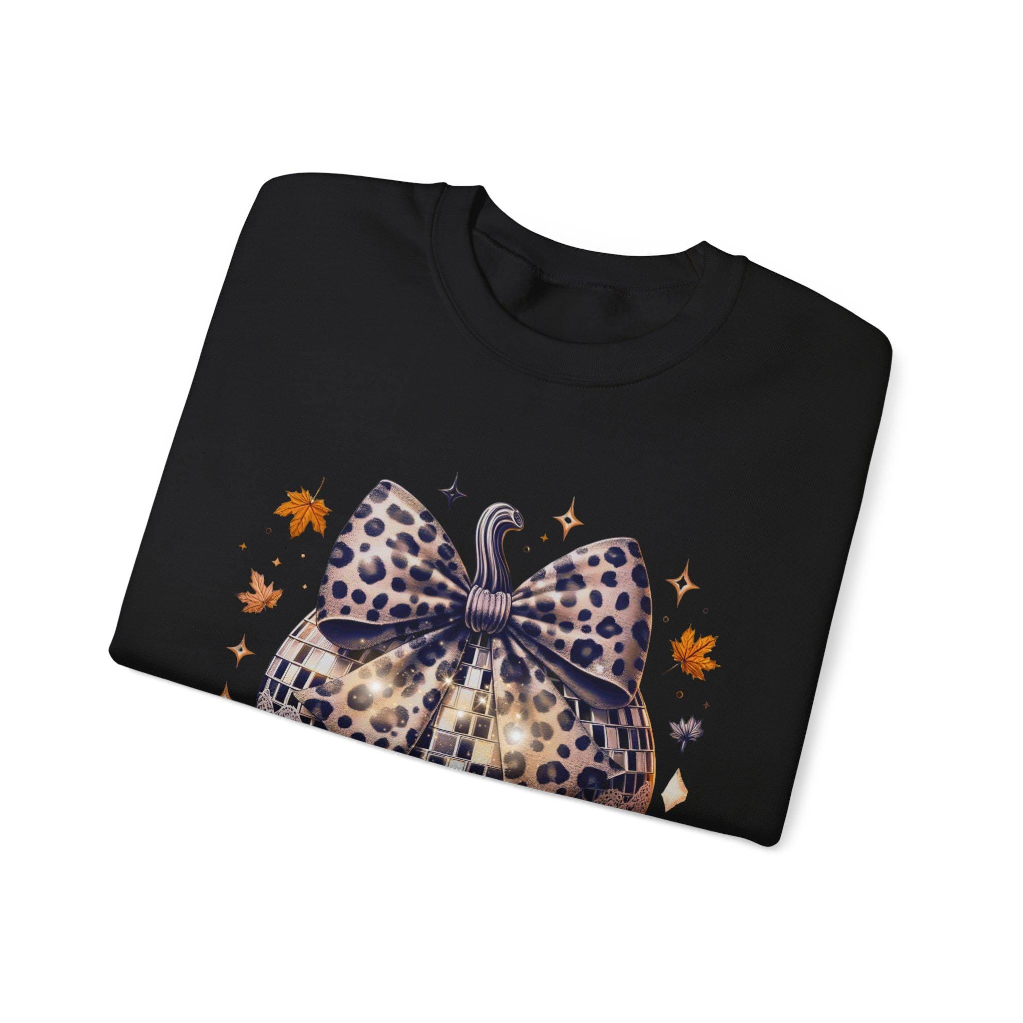 Lacey Leopard Print Thanksgiving Sweatshirt, Herbst Crewneck Pullover, Herbst Animal Print Top, Urlaubsgeschenk für Sie, Gemütlicher Pullover, Schwarz und