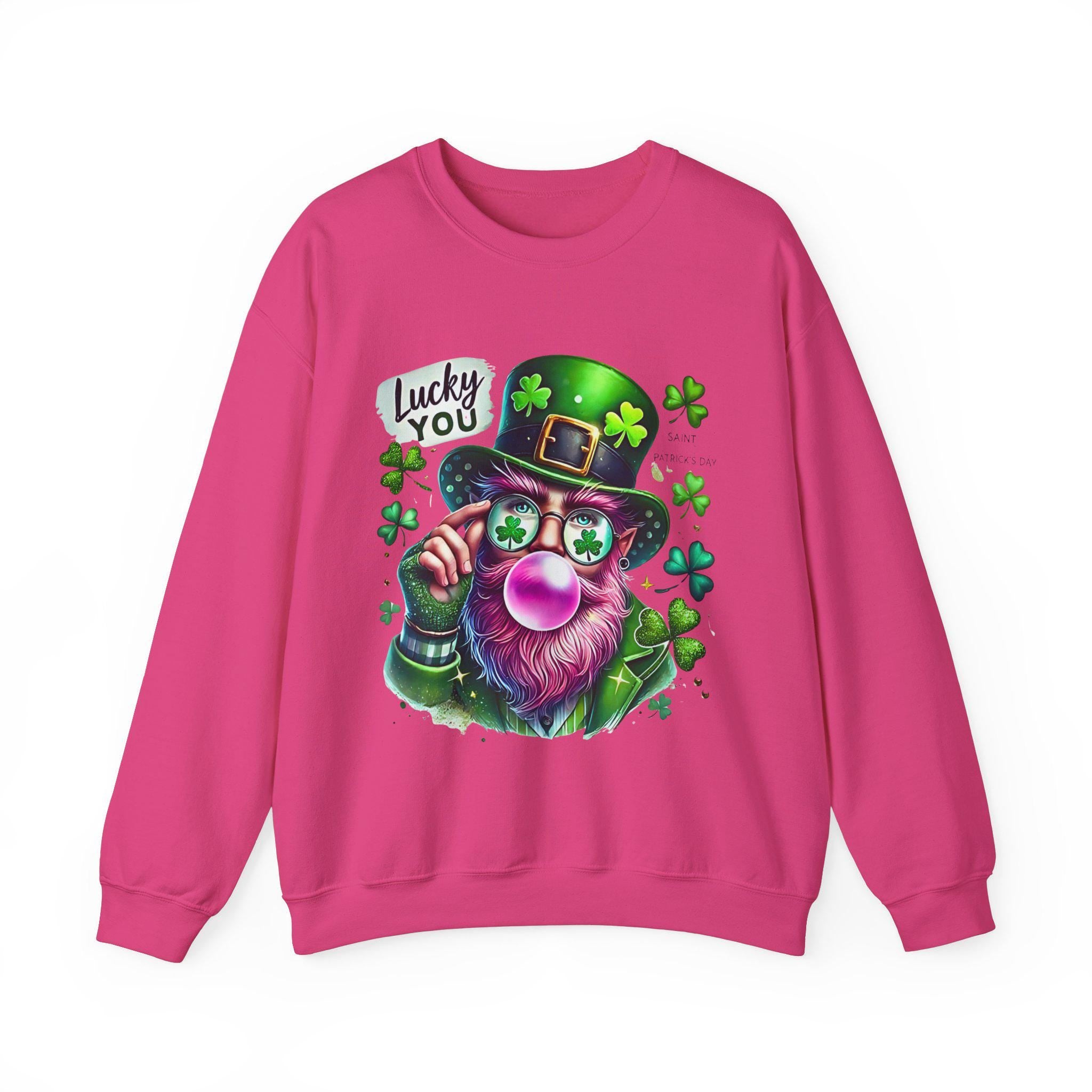 Lucky You St. Patrick's Day Sweatshirt, Lustige Filmfiguren Unisex Crewneck Pullover, Leprechaun Bubble Gum Shirt, Urlaubs Spruch Top, Grün