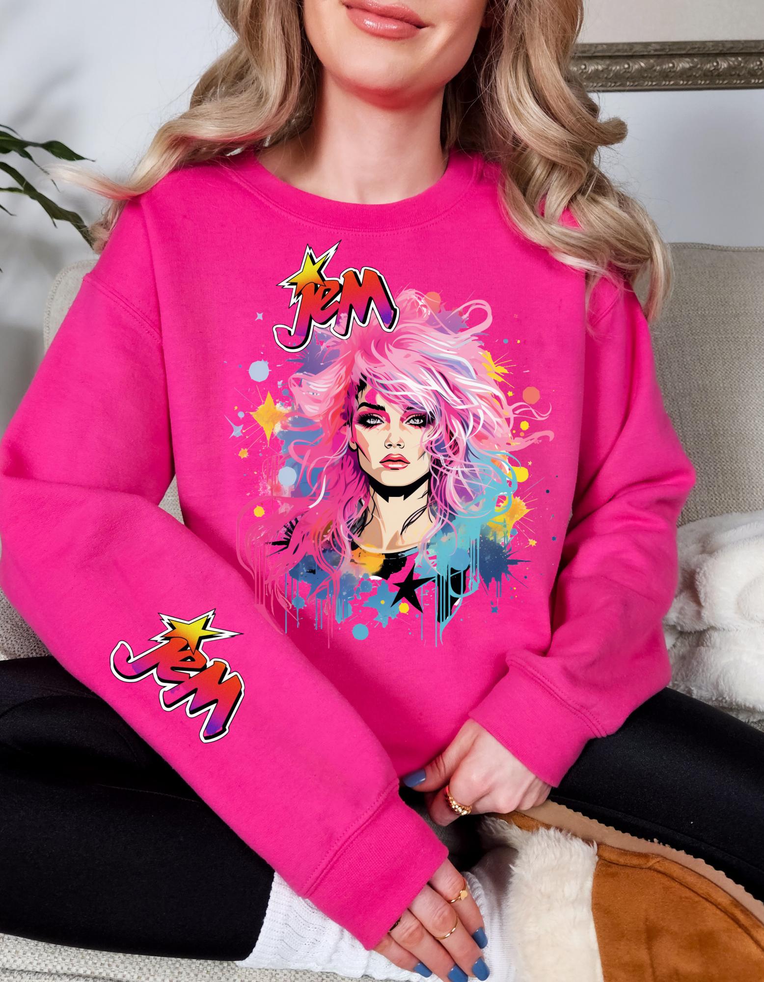 Personalizable Jem and the Holograms Parody Sweatshirt - Retro 80s Cartoon Apparel