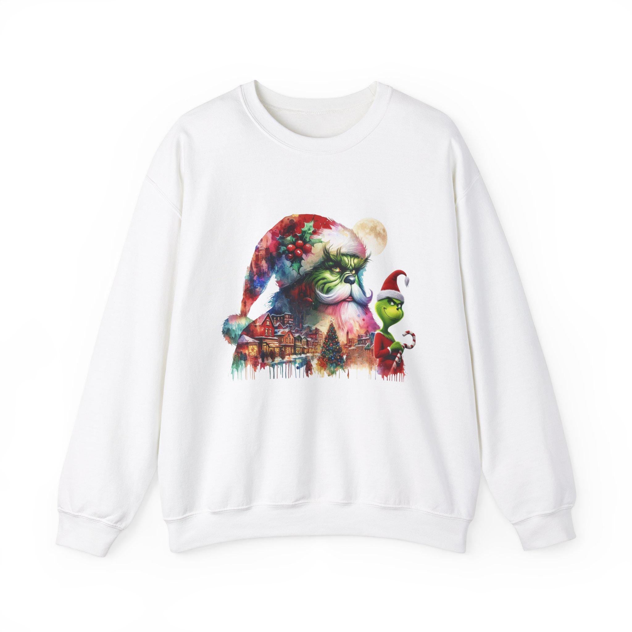 Double Exposure Grumpkin Christmas Crewneck Sweatshirt - Lustiger Weihnachtspullover, Unisex Winterpullover, Festliches Weihnachtspullover, Cool