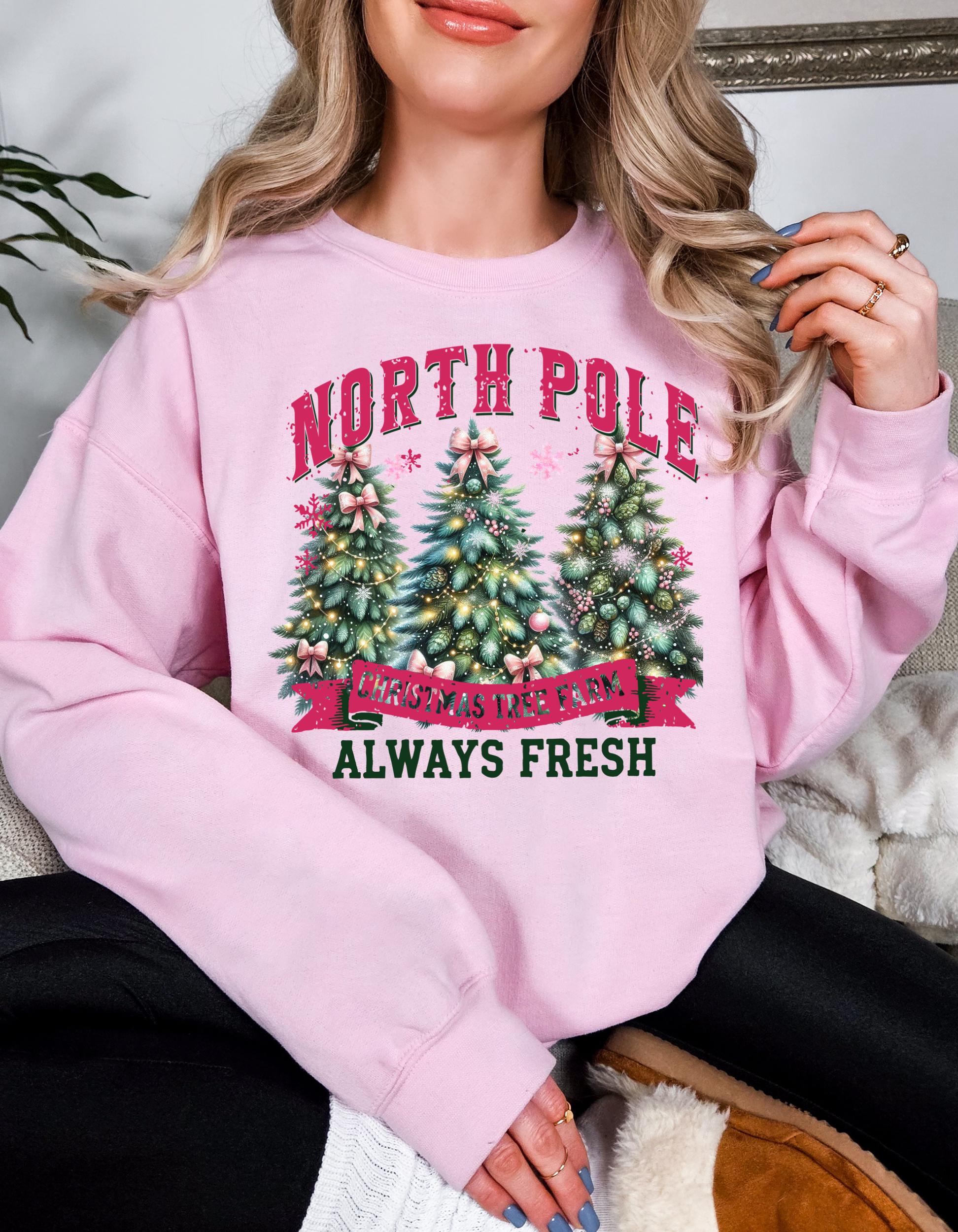 Personalizable North Pole Christmas Tree Farm Sweatshirt - Festive Holiday Apparel, Cozy Christmas Sweater, Perfect Gift for Tree Farm Lover