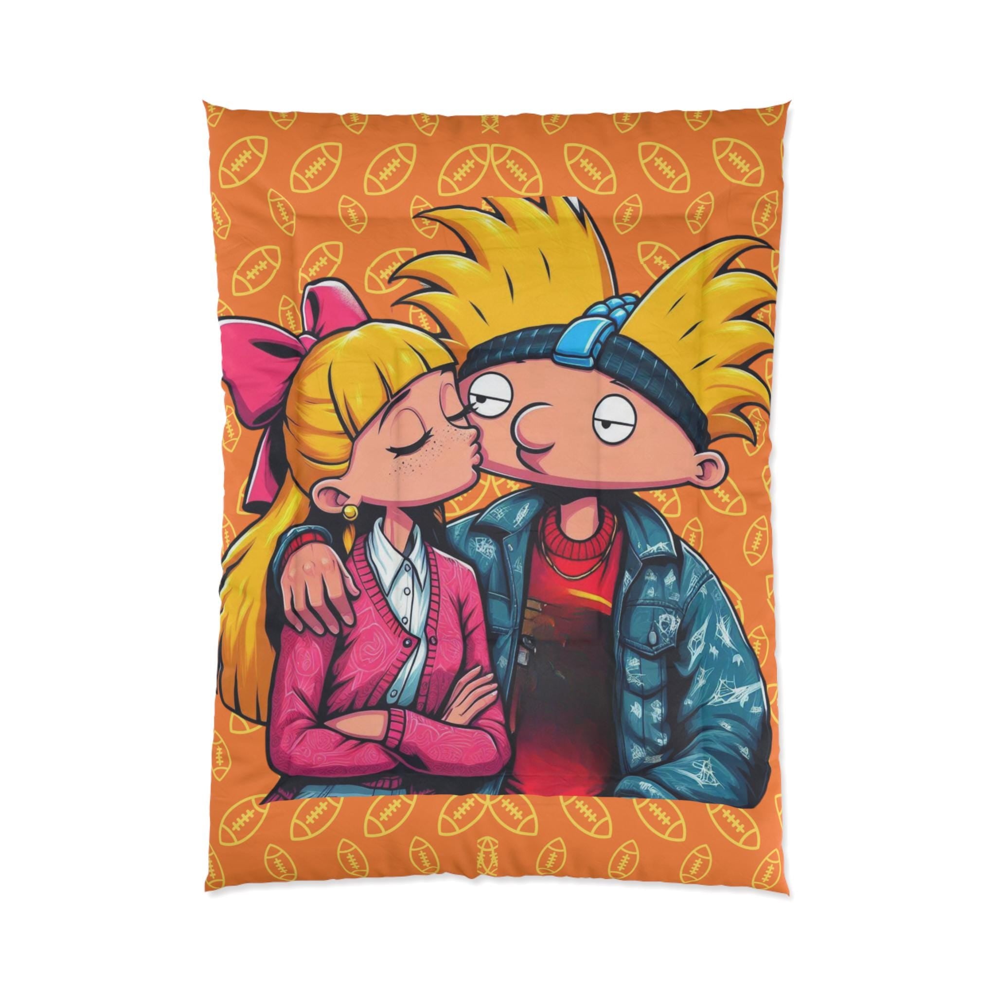 Personalizable Arnold and Helga Parody Blanket - Cozy and Fun Cartoon-Inspired  Comforter