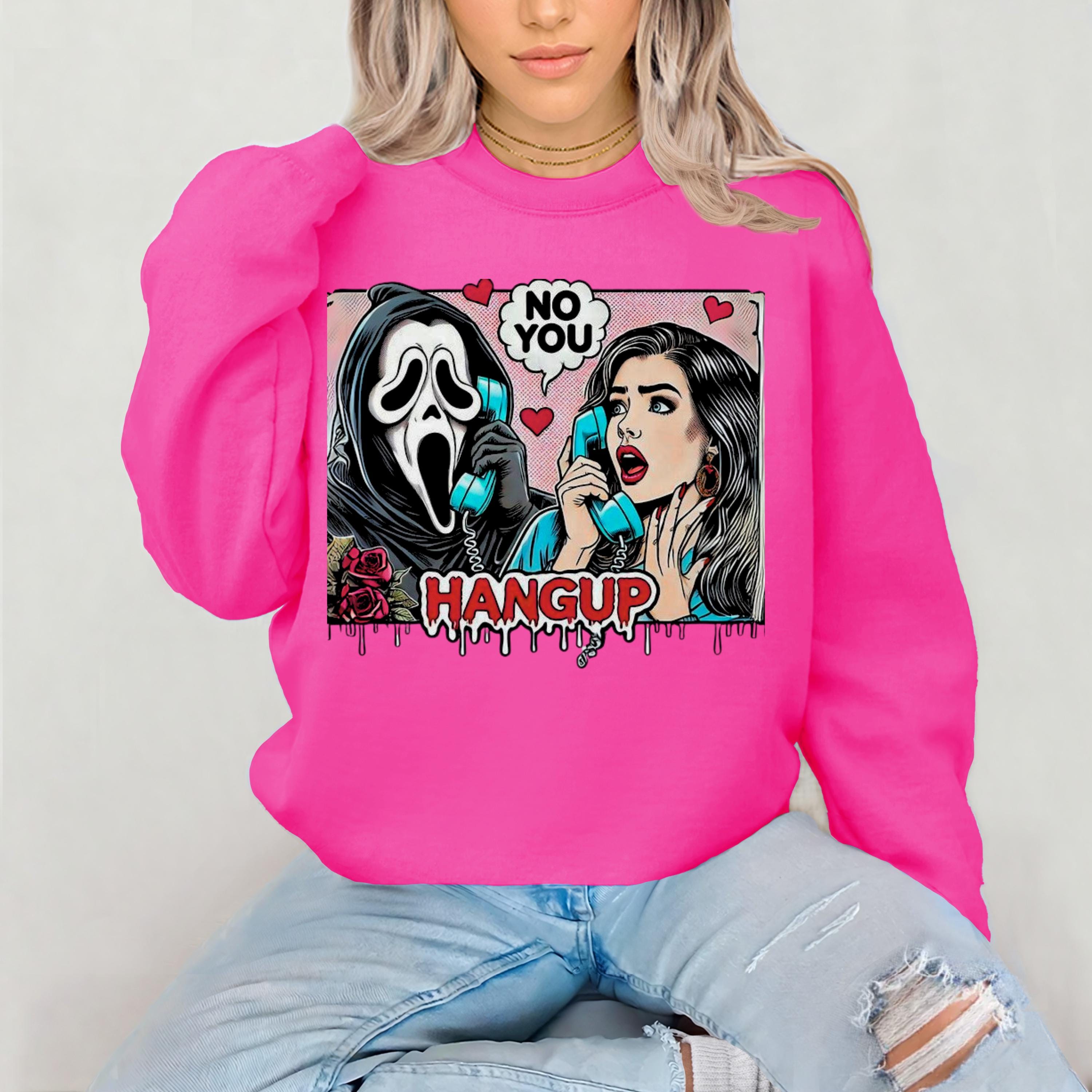 Pinkes Pop Art Comic Buch Horror Valentinstag Crewneck Sweatshirt, Lustiges Retro Figuren Design, Unisex Hoodie Geschenk, Valentinstag Pullover,