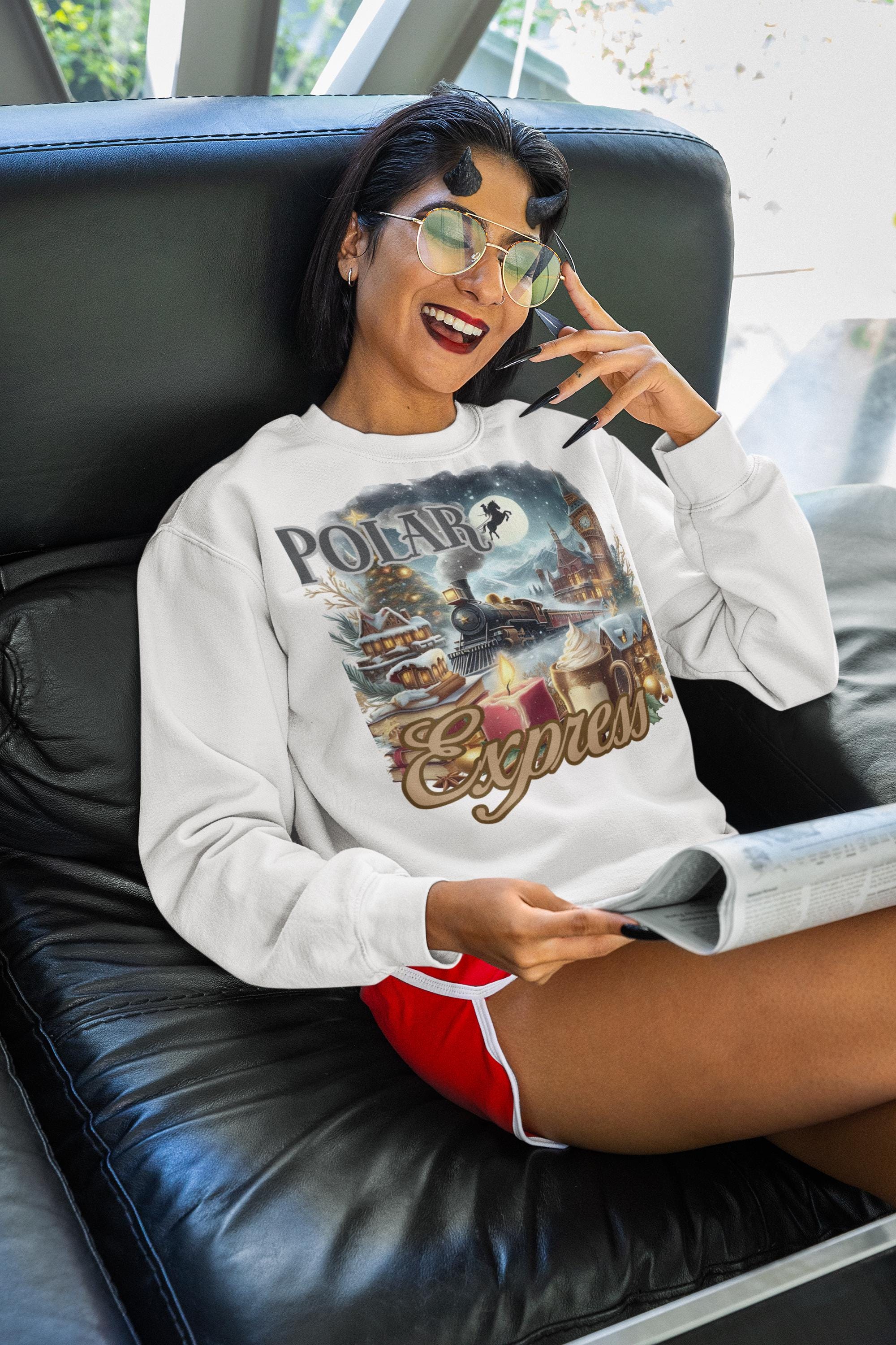 Weihnachts-Sweatshirt, North Polar Express Weihnachtspullover, Festliche Winterbekleidung, Weihnachtspullover mit Rundhalsausschnitt, Jahreszeitengeschenk für Sie/Ihn,