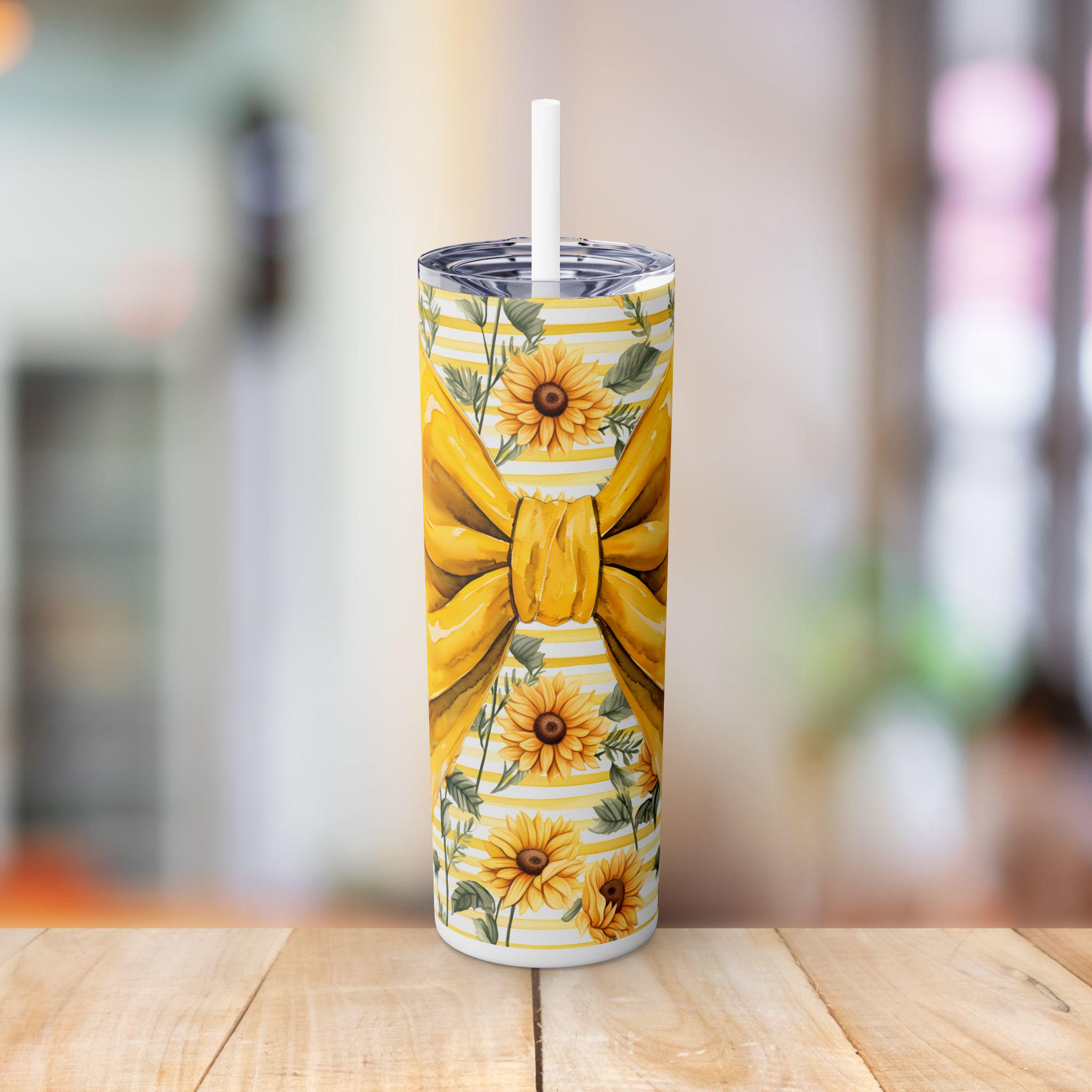 Yellowbow Coquette Snowflakes Skinny Tumbler, 20oz - Gift for Her, Insulated Cup, Travel Mug, BPA Free, Christmas Gift, Winter Decor, Gift