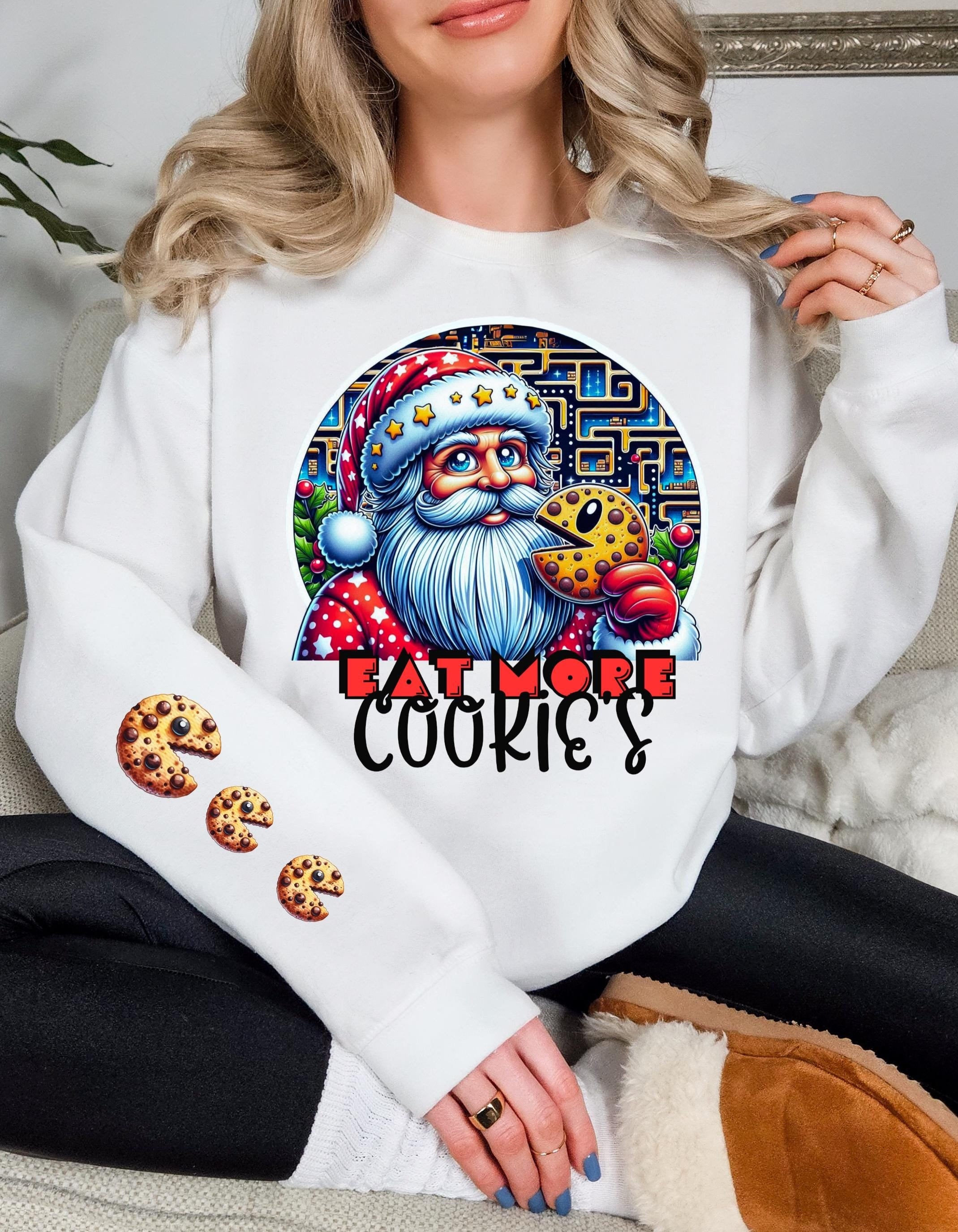 Santa Retro Gaming Cookie Sweatshirt - Lustiges lol Weihnachtsparodie Sublimationskunst