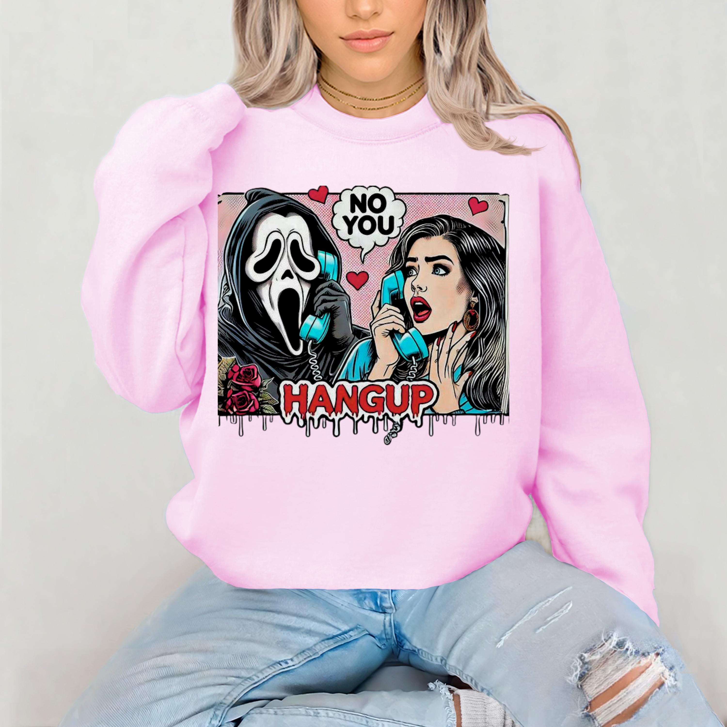 Pinkes Pop Art Comic Buch Horror Valentinstag Crewneck Sweatshirt, Lustiges Retro Figuren Design, Unisex Hoodie Geschenk, Valentinstag Pullover,