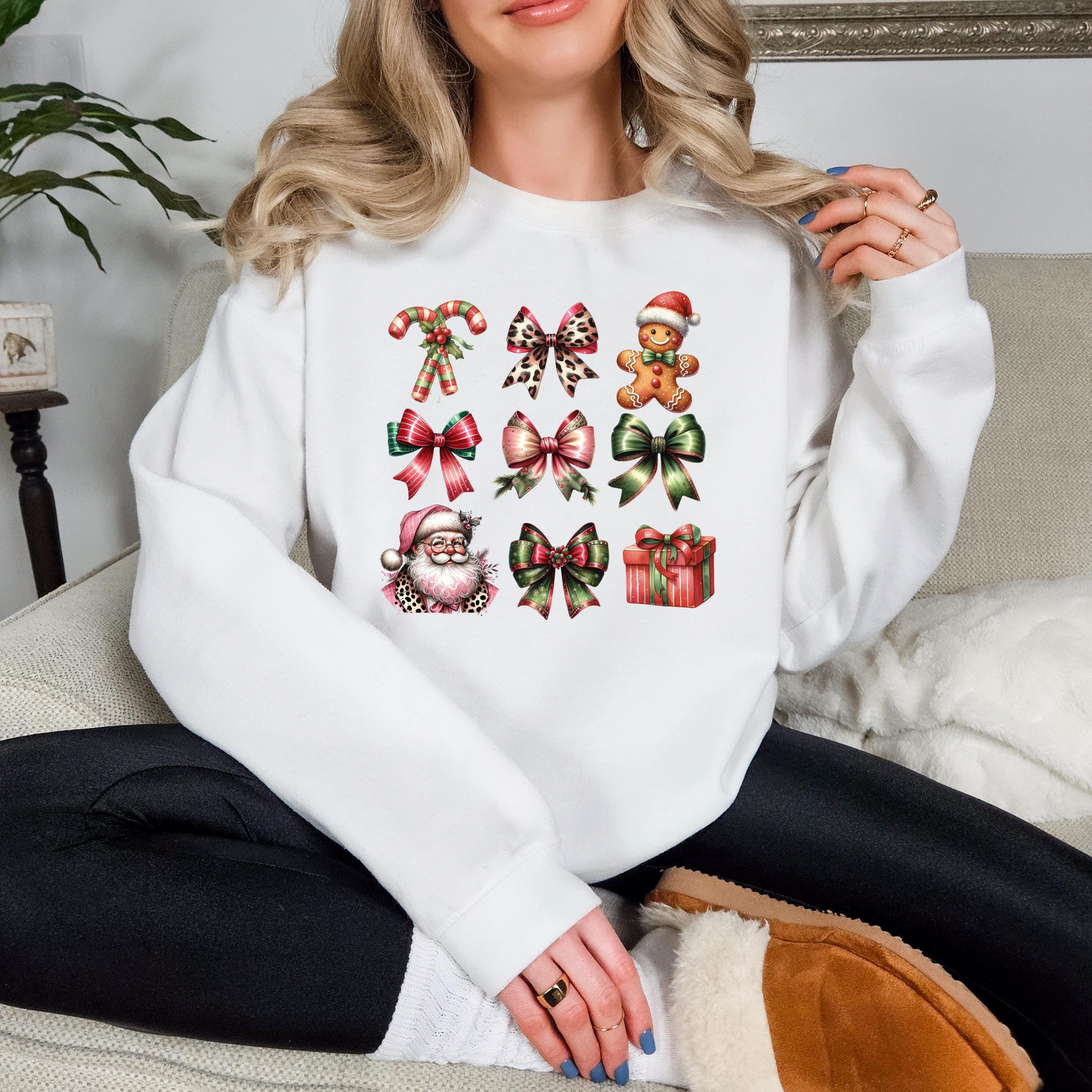 Personalisierbares Coquette Christmas Icons Sweatshirt - Festliche Urlaubsbekleidung