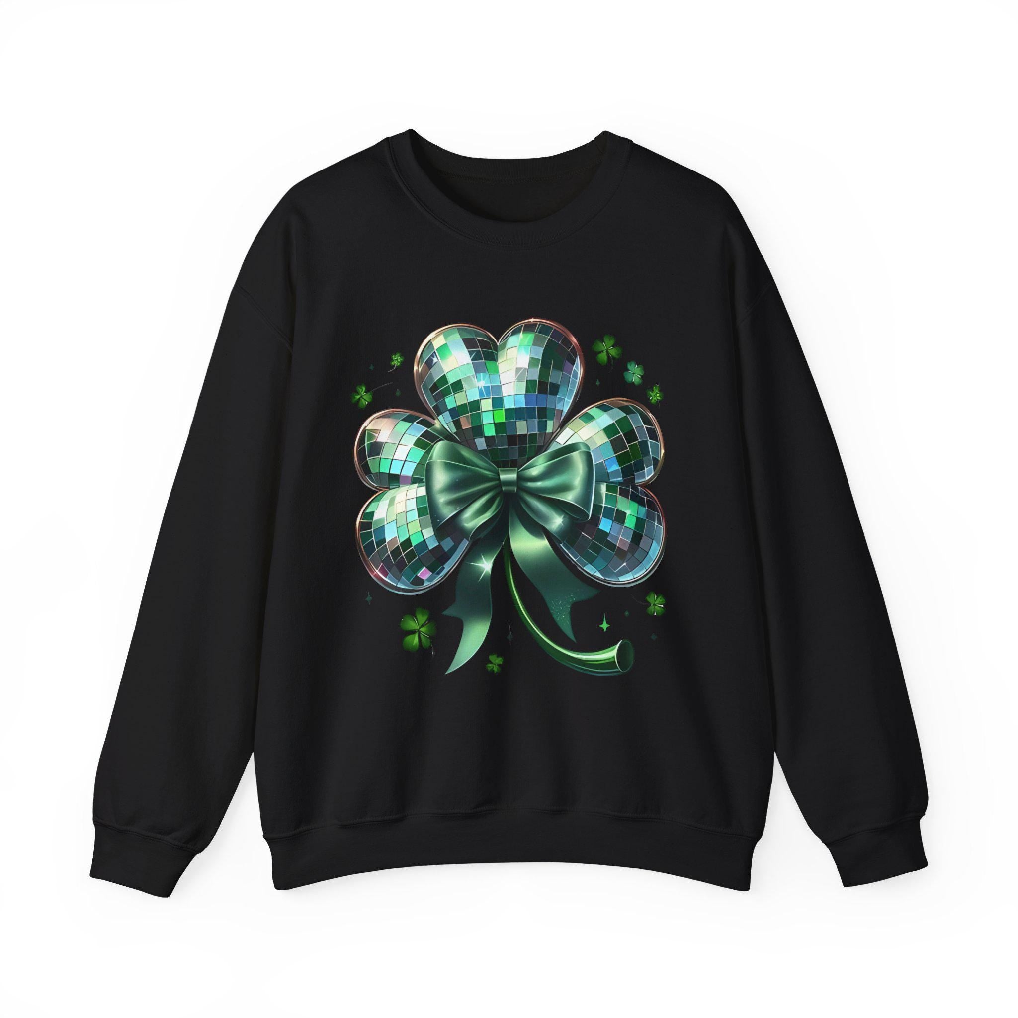 Disco Ball Kleeblatt Sweatshirt, St. Patricks Day Shirt, Grünes Festival Top, Tanzparty Kleidung, Glücksbringer Pullover, Unisex Crewneck Pullover,