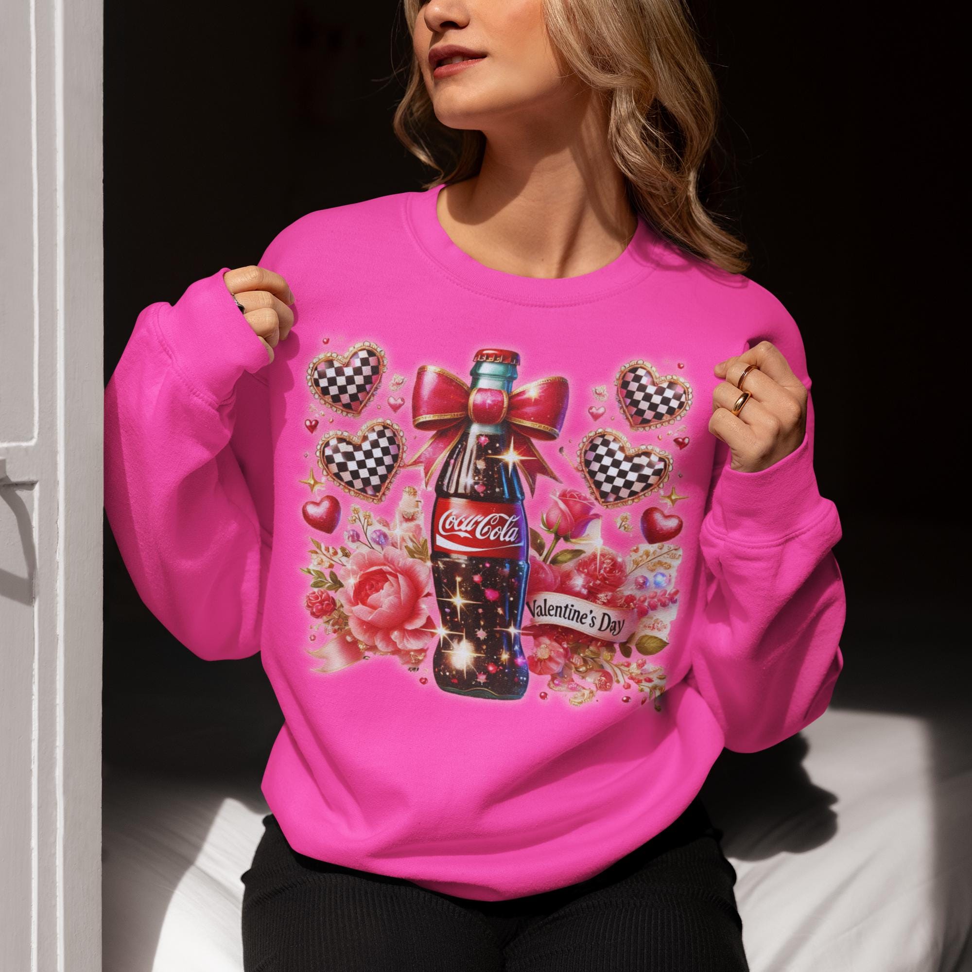 Valentinstag Unisex Crewneck Sweatshirt, Coquette Cola Love Apparel, Geschenk für Ihn Sie, Valentinstagsgeschenk, Paar Sweatshirt