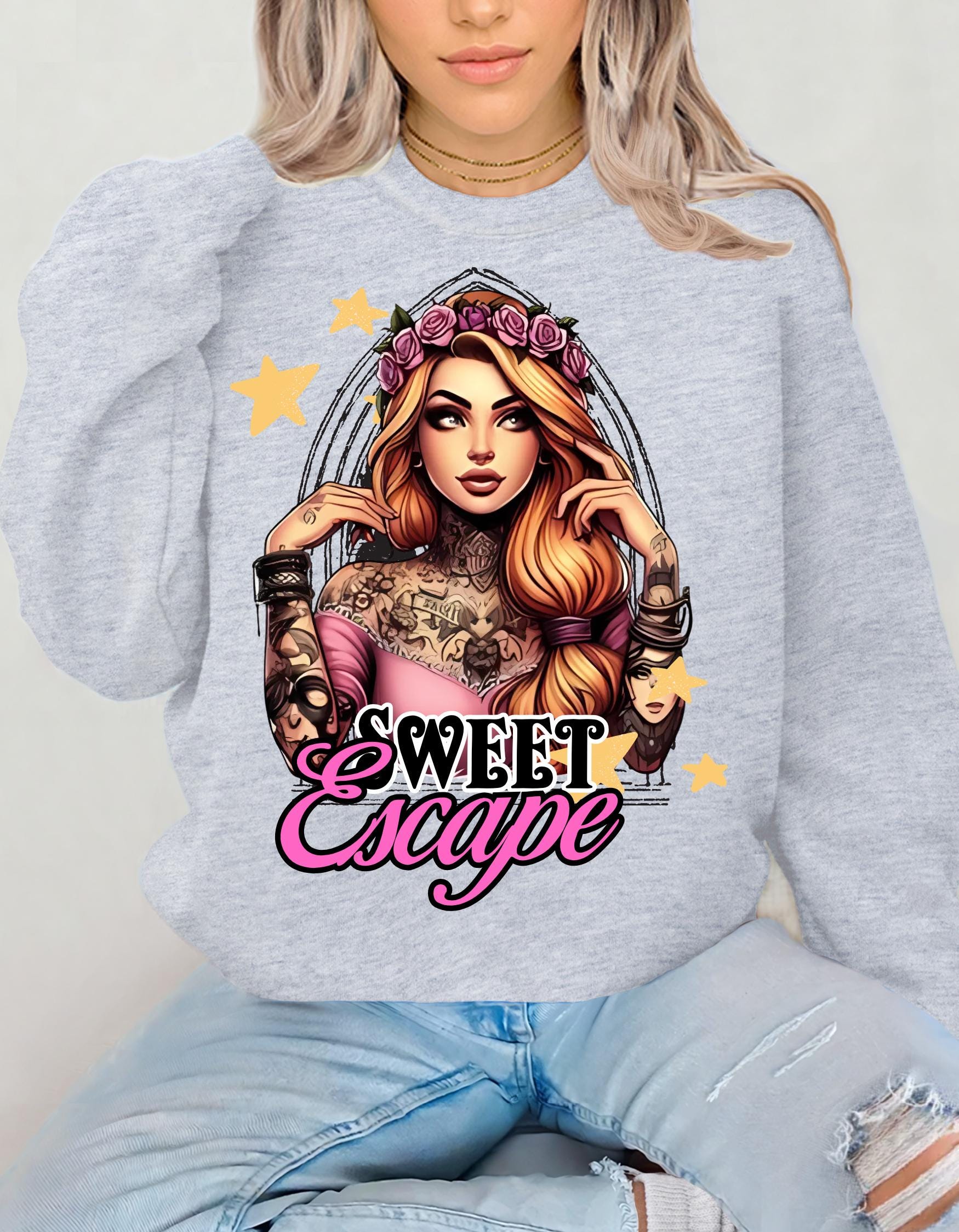 Hipster Rapunzel Sweatshirt, Trendy Märchen Pullover, Einzigartiger Prinzessinnen Pullover, Cooler Märchen Crewneck, Vintage Disney Pullover, Geschenk für