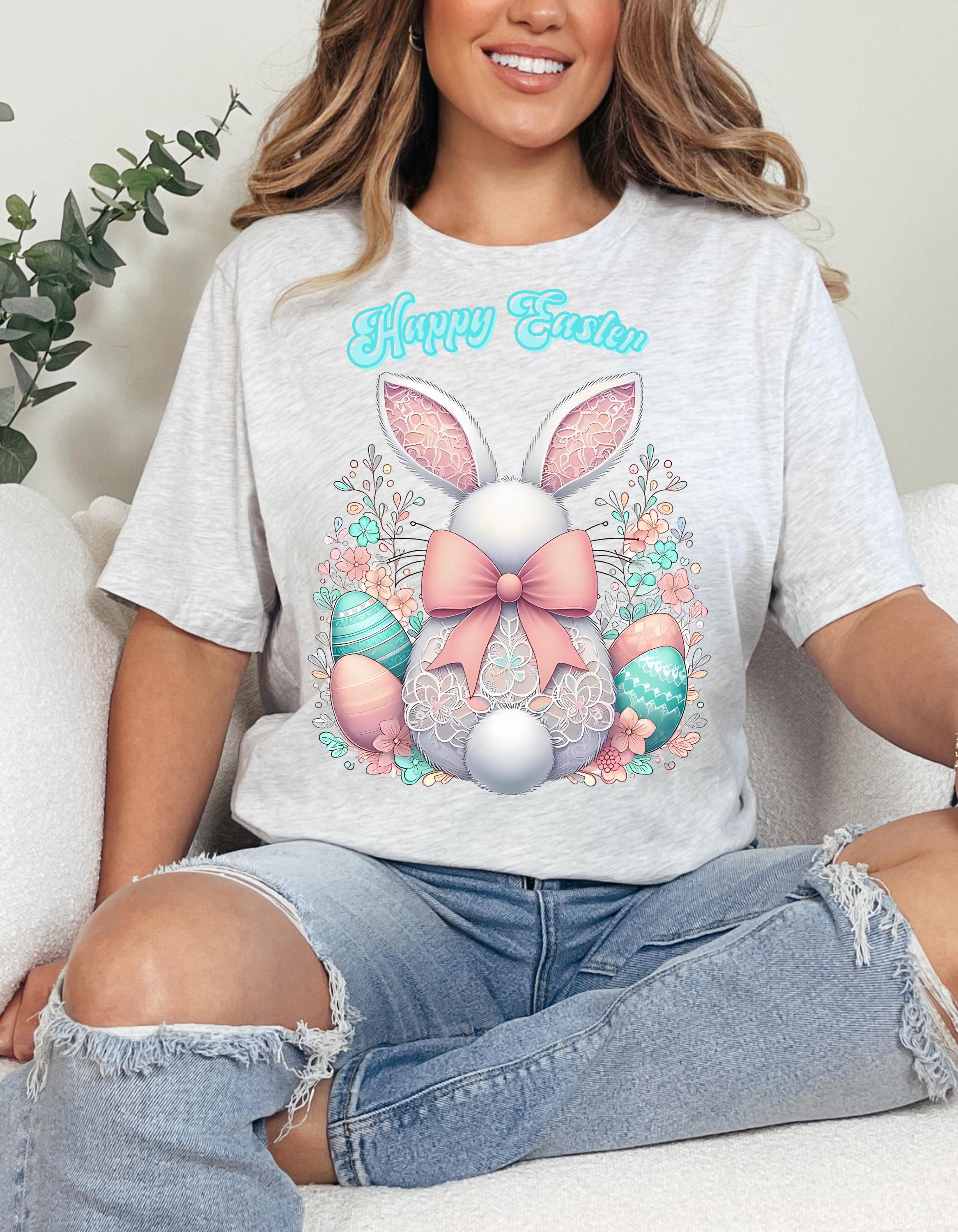 Easter Bunny Unisex Tee, Lacey Spring Shirt, Cute Easter Rabbit T-Shirt, Happy Easter Gift, Bunny Lover Top