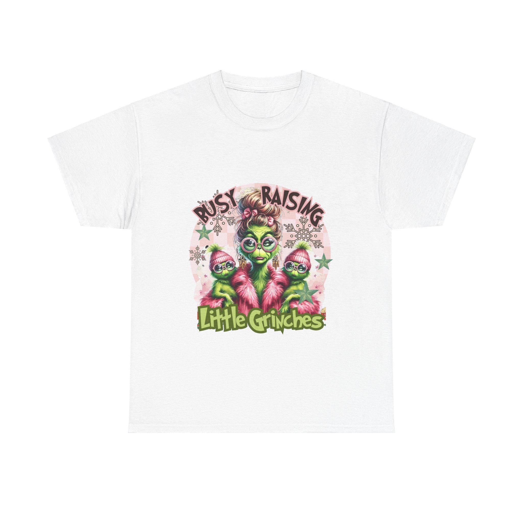 Personalizable Busy Raising Little Grinches tshirt - Fun and Humorous Parenting parody Apparel