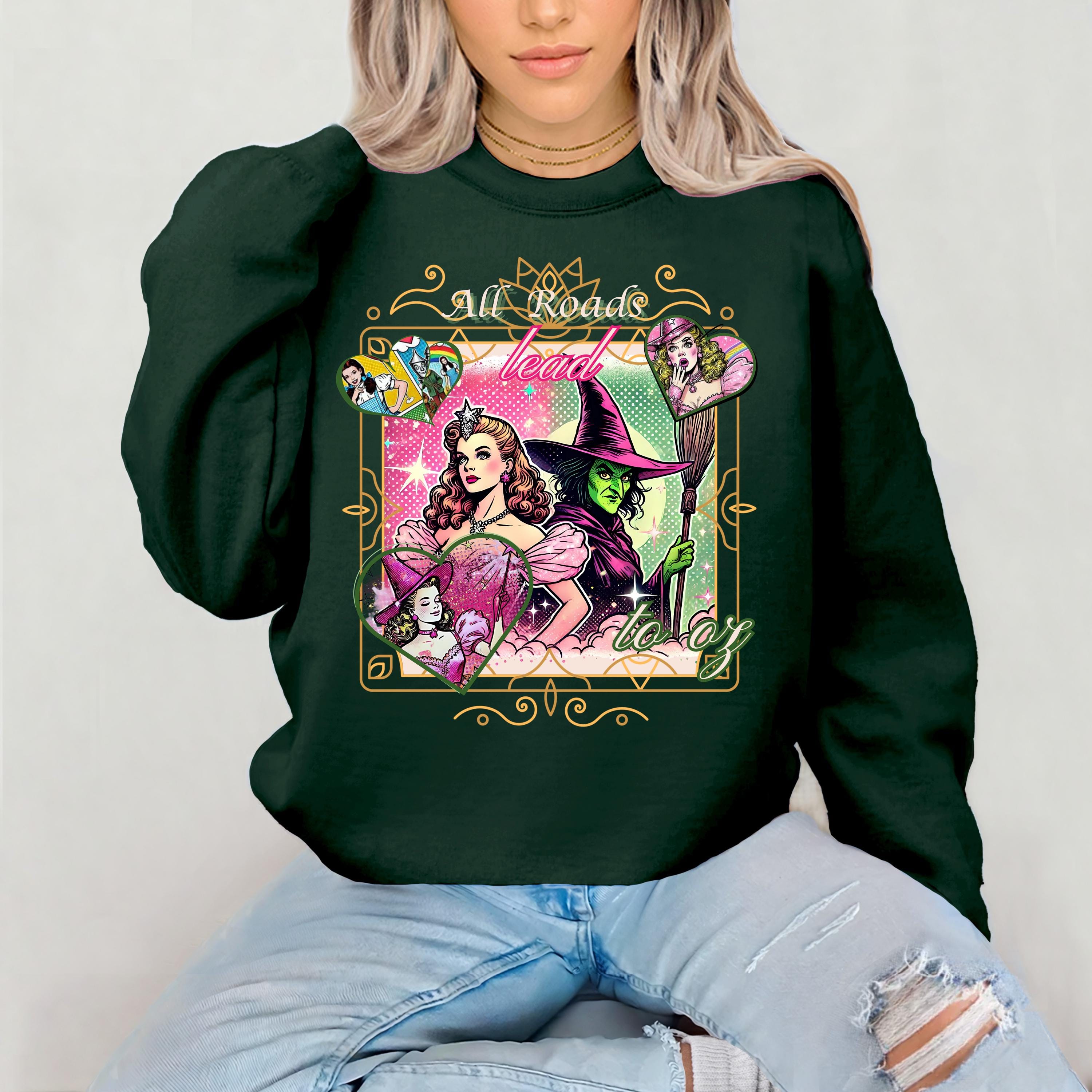 Pink Witch Parody Unisex Sweatshirt, Zauberer von Oz Grafik T-Shirt, Halloween Kostüm, Lustiges Film Shirt, Vintage Yellow Brick Road Pullover