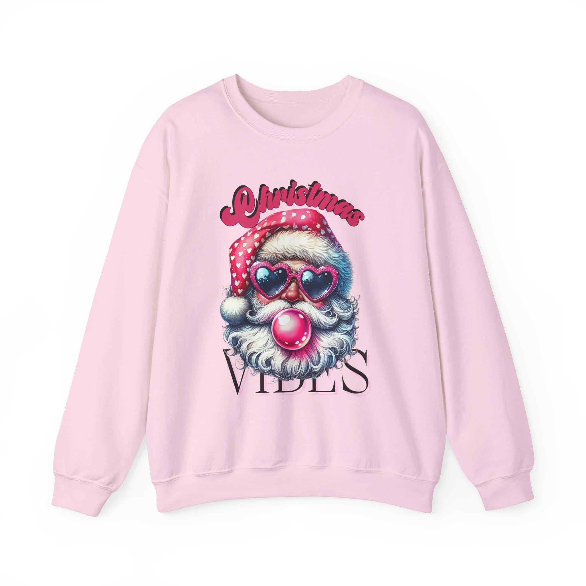 Santa Bubble Gum Christmas Crewneck Sweatshirt, Xmas Vibes Gift Party Ugly Sweater Alternative, Holiday Jumper Winter Pullover Top, Unisex