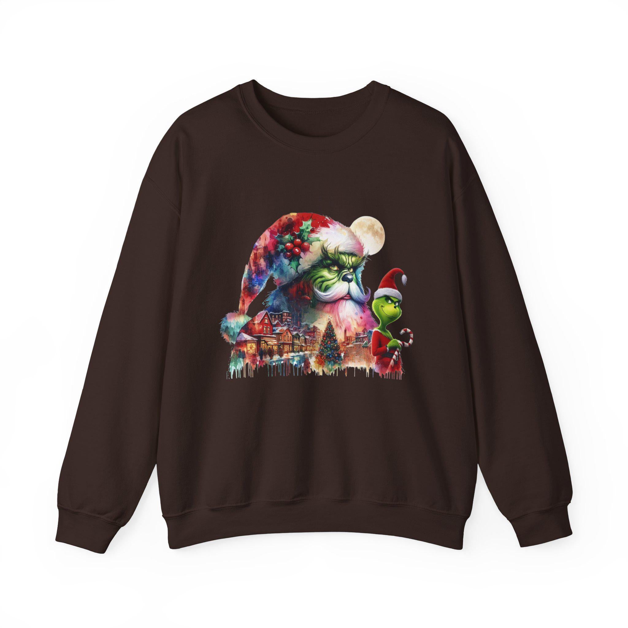 Double Exposure Grumpkin Christmas Crewneck Sweatshirt - Lustiger Weihnachtspullover, Unisex Winterpullover, Festliches Weihnachtspullover, Cool