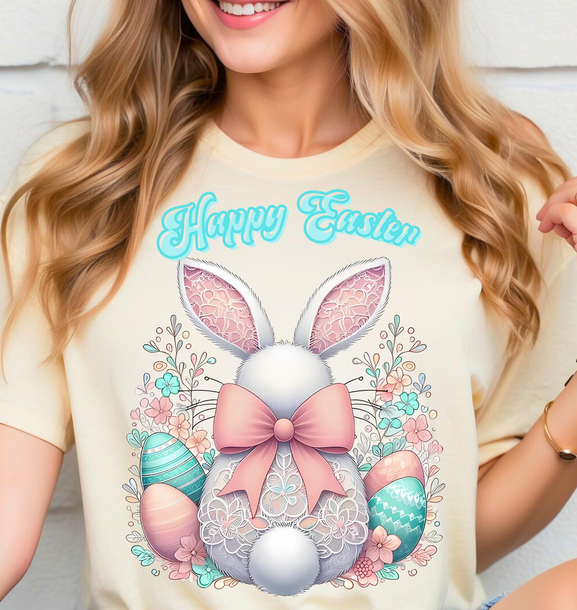 Easter Bunny Unisex Tee, Lacey Spring Shirt, Cute Easter Rabbit T-Shirt, Happy Easter Gift, Bunny Lover Top