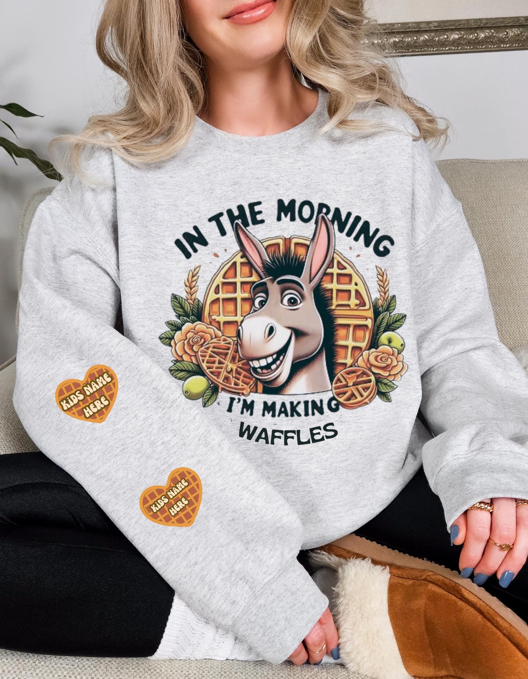 Morning Waffles Esel-Sweatshirt – Lustige und gemütliche Cartoon-Kleidung