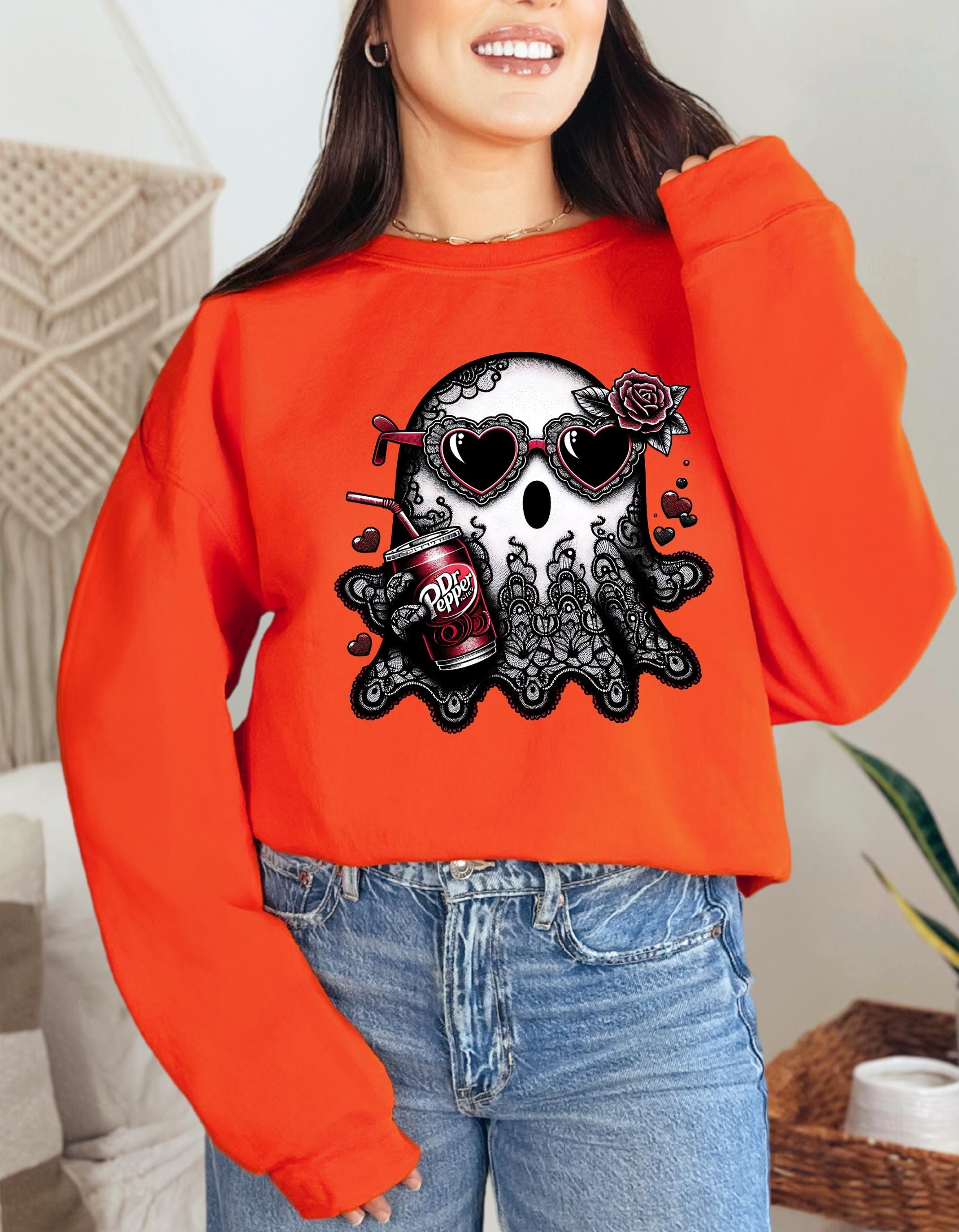 Personalisierbares Dr Pepper Skull Vibes Sweatshirt - Trendy Goth Streetwear