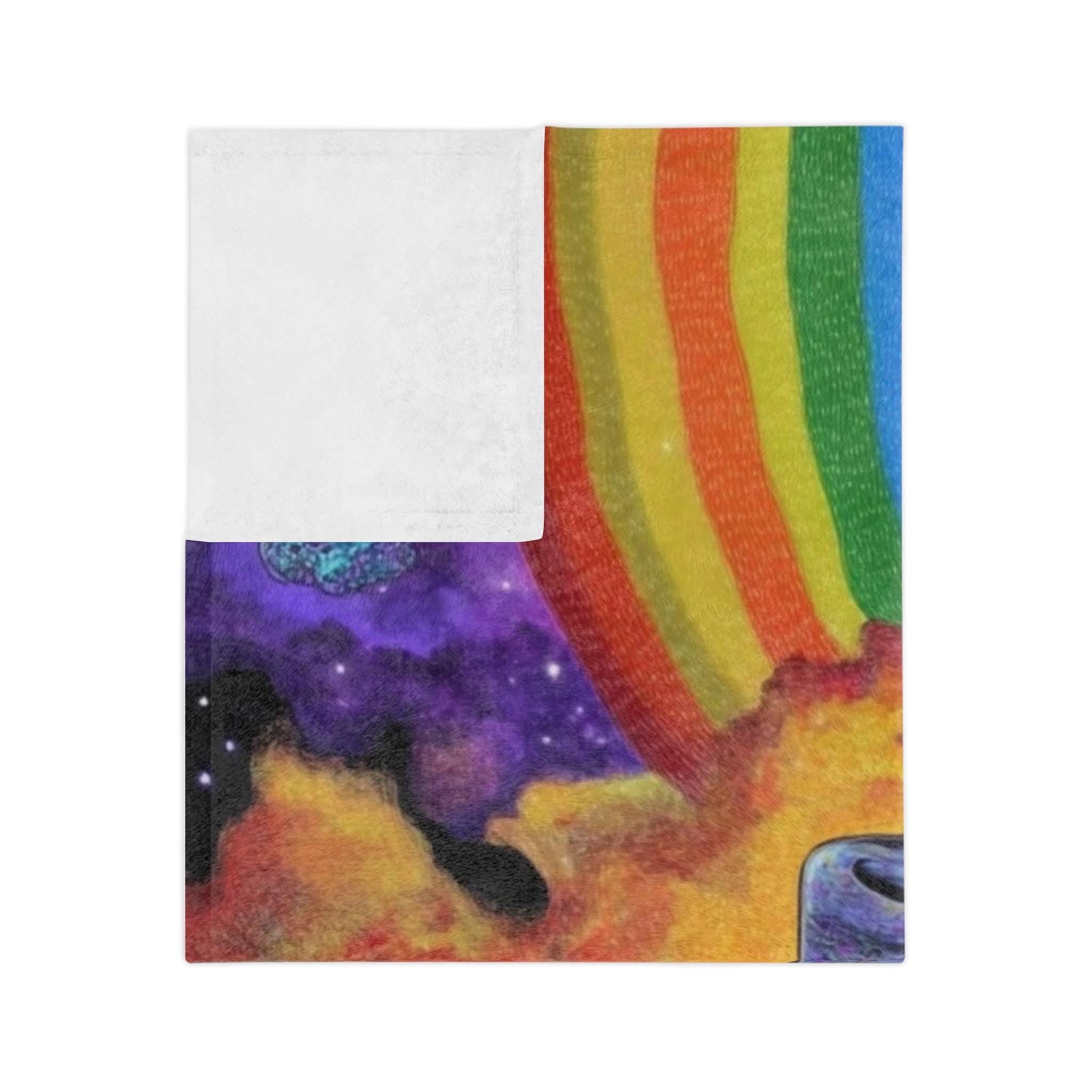 Colorful Cosmic Velveteen Microfiber Blanket - Psychedelic Art Blanket, Warm Throw for Cozy Evenings, Unique Gift for Art Lovers, Rainbow