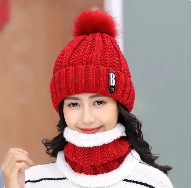 Women's Winter Knit Hat & Scarf Set