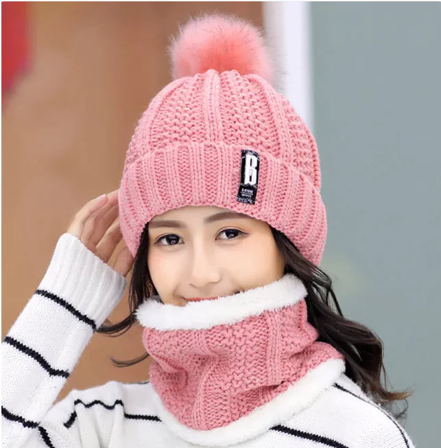 Women's Winter Knit Hat & Scarf Set