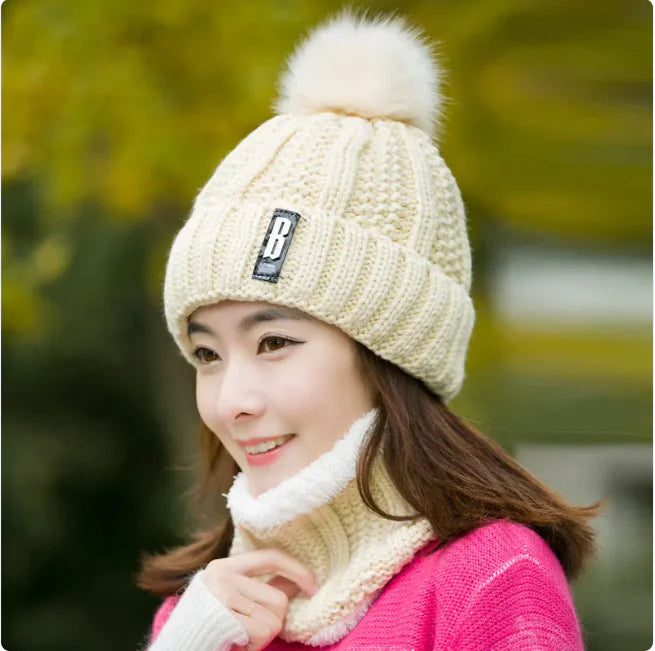 Women's Winter Knit Hat & Scarf Set