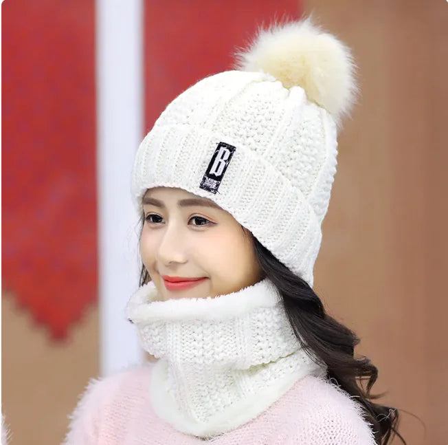 Women's Winter Knit Hat & Scarf Set