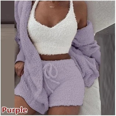 Fluffy Pajama Sets 3 Piece