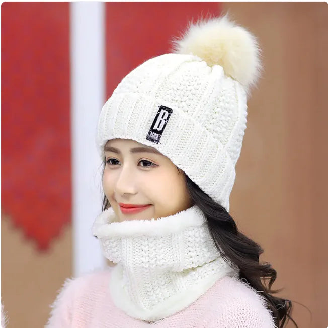 Women's Winter Knit Hat & Scarf Set