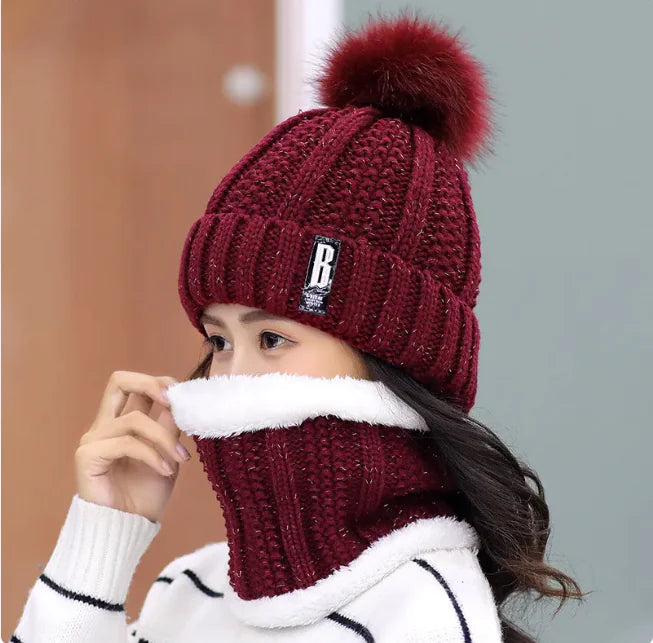 Women's Winter Knit Hat & Scarf Set