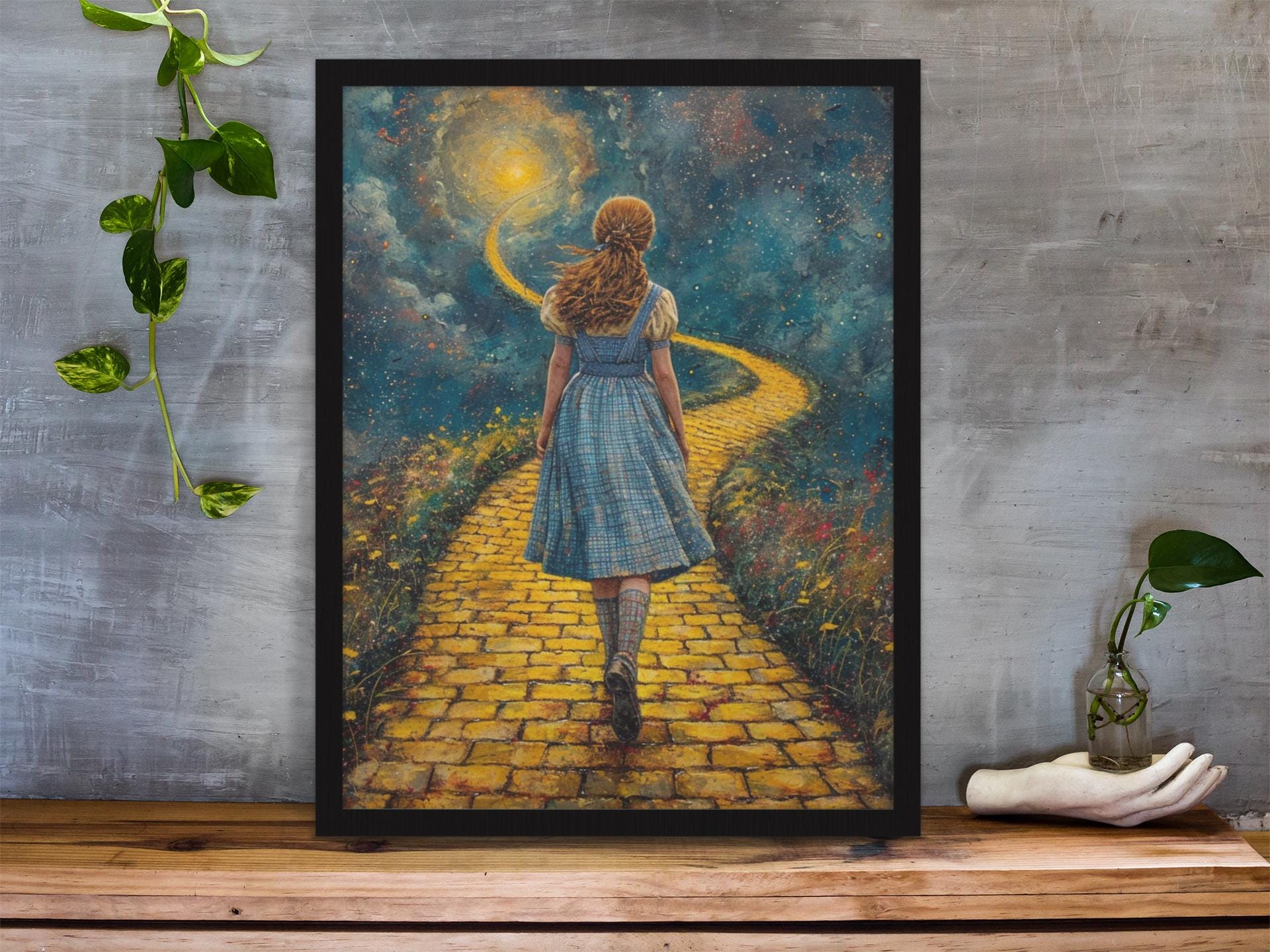 Personalizable Framed Poster, Vertical Wall Art, Wizard of Oz Yellow Brick Road Print, Home Decor, Nursery Decor, Movie Fan Gift